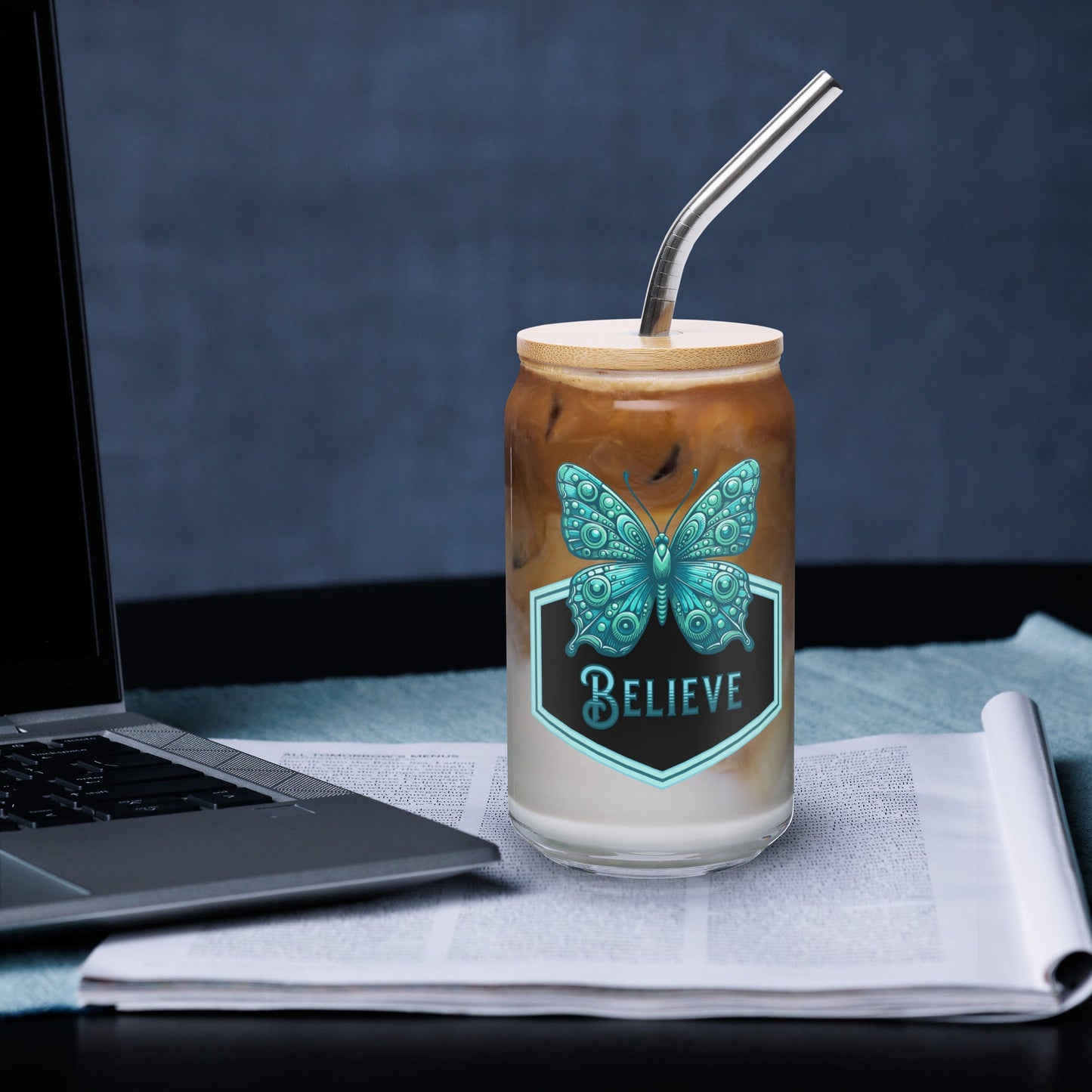Believe - Butterfly II Can - Shaped Glass - Can - Shaped Glass - Discovery Co.