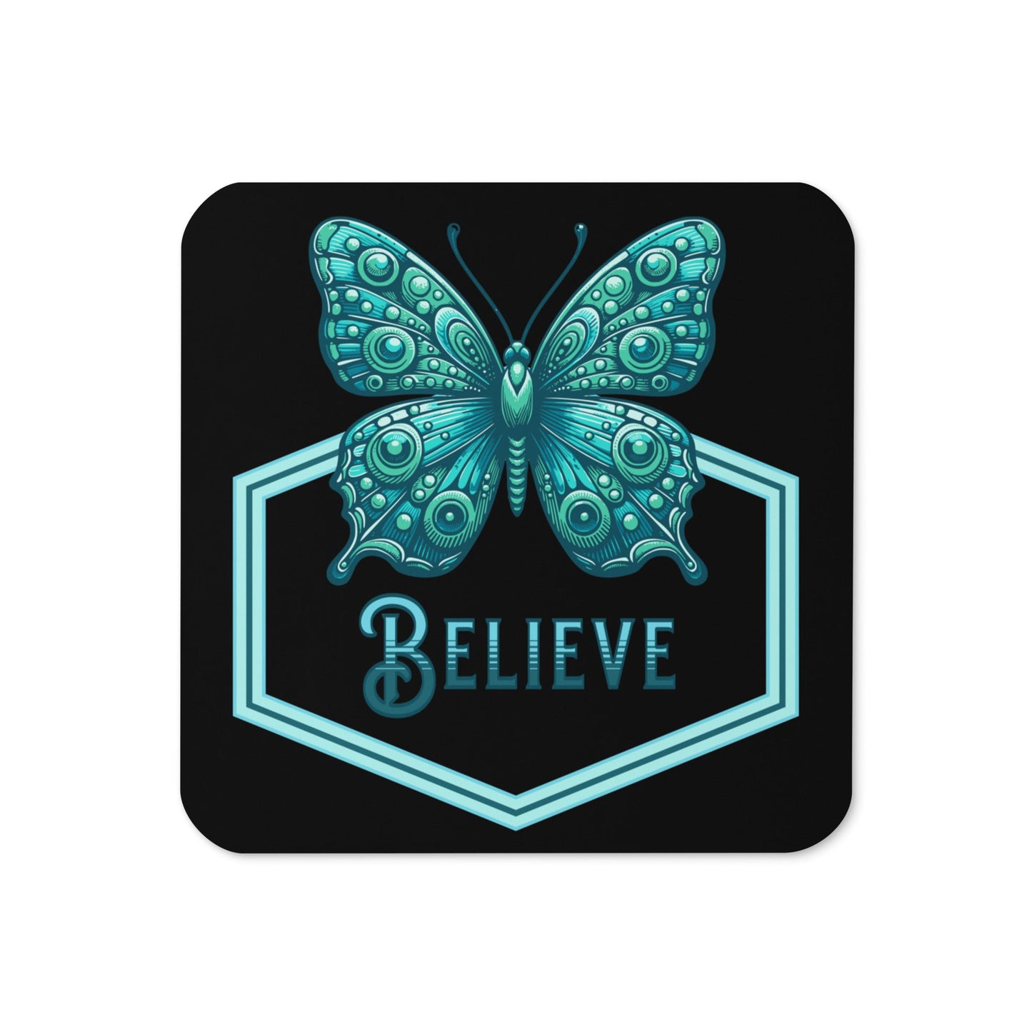 Believe - Butterfly II Cork - Back Coaster - Coasters - Discovery Co.