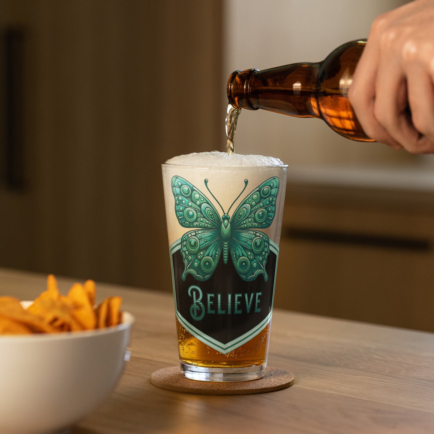 Believe - Butterfly II Pint Glass - Beer Glass - Discovery Co.