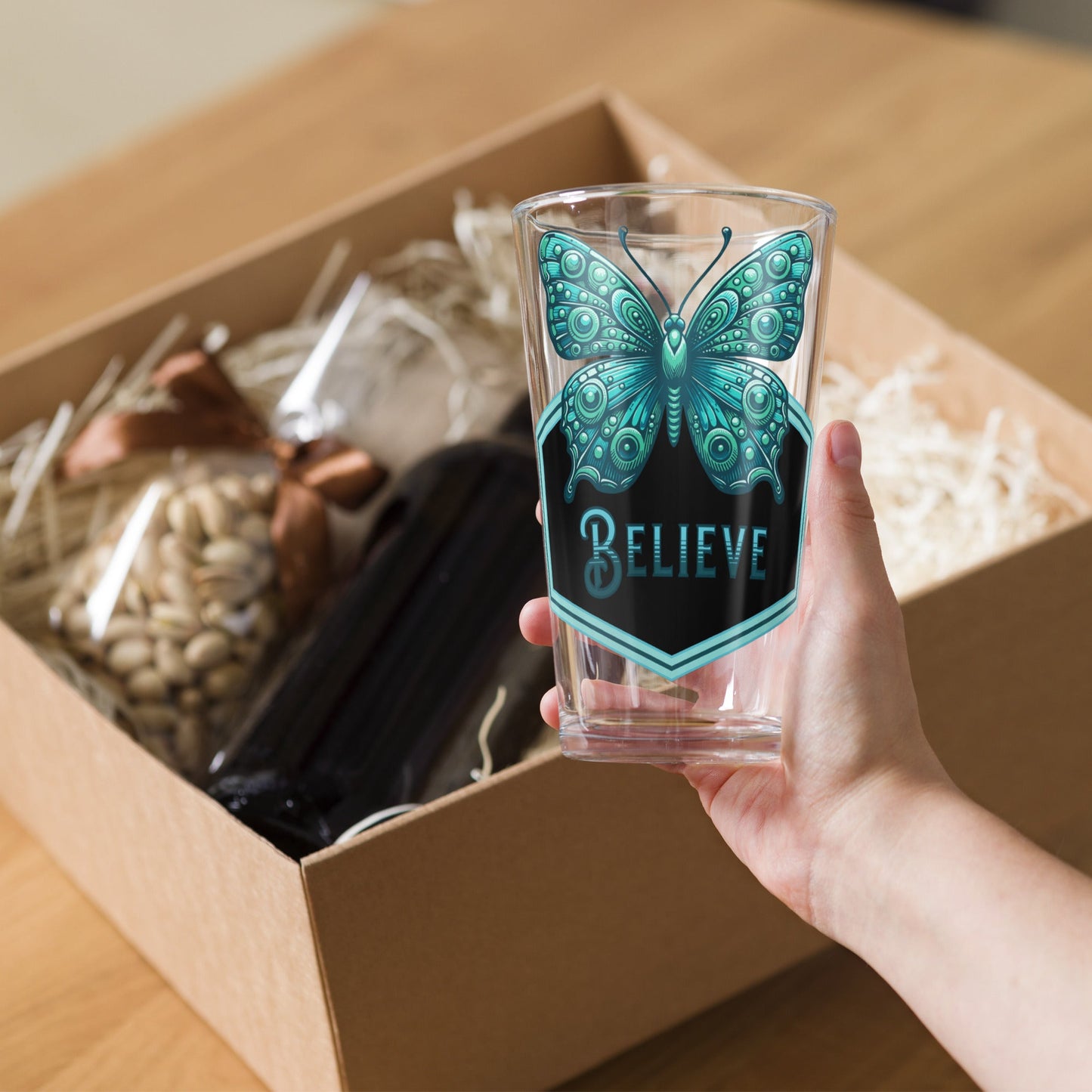 Believe - Butterfly II Pint Glass - Beer Glass - Discovery Co.