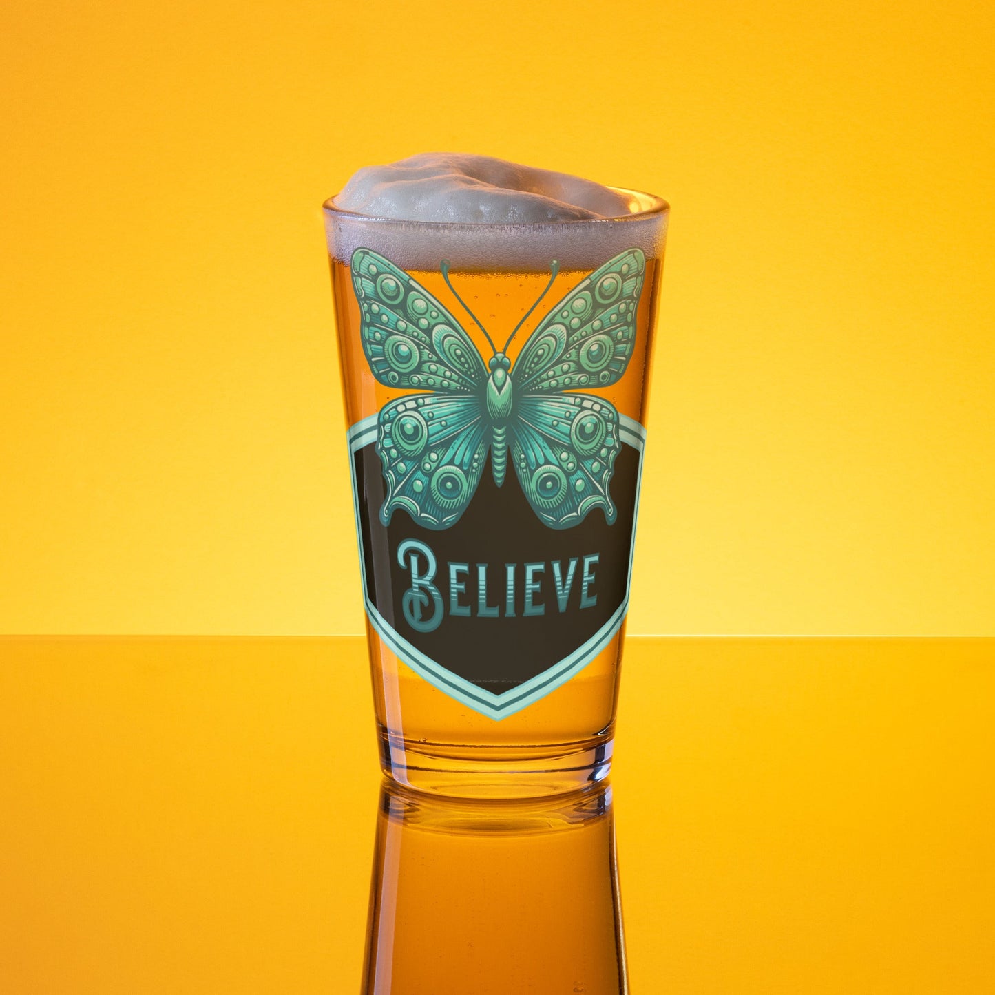 Believe - Butterfly II Pint Glass - Beer Glass - Discovery Co.