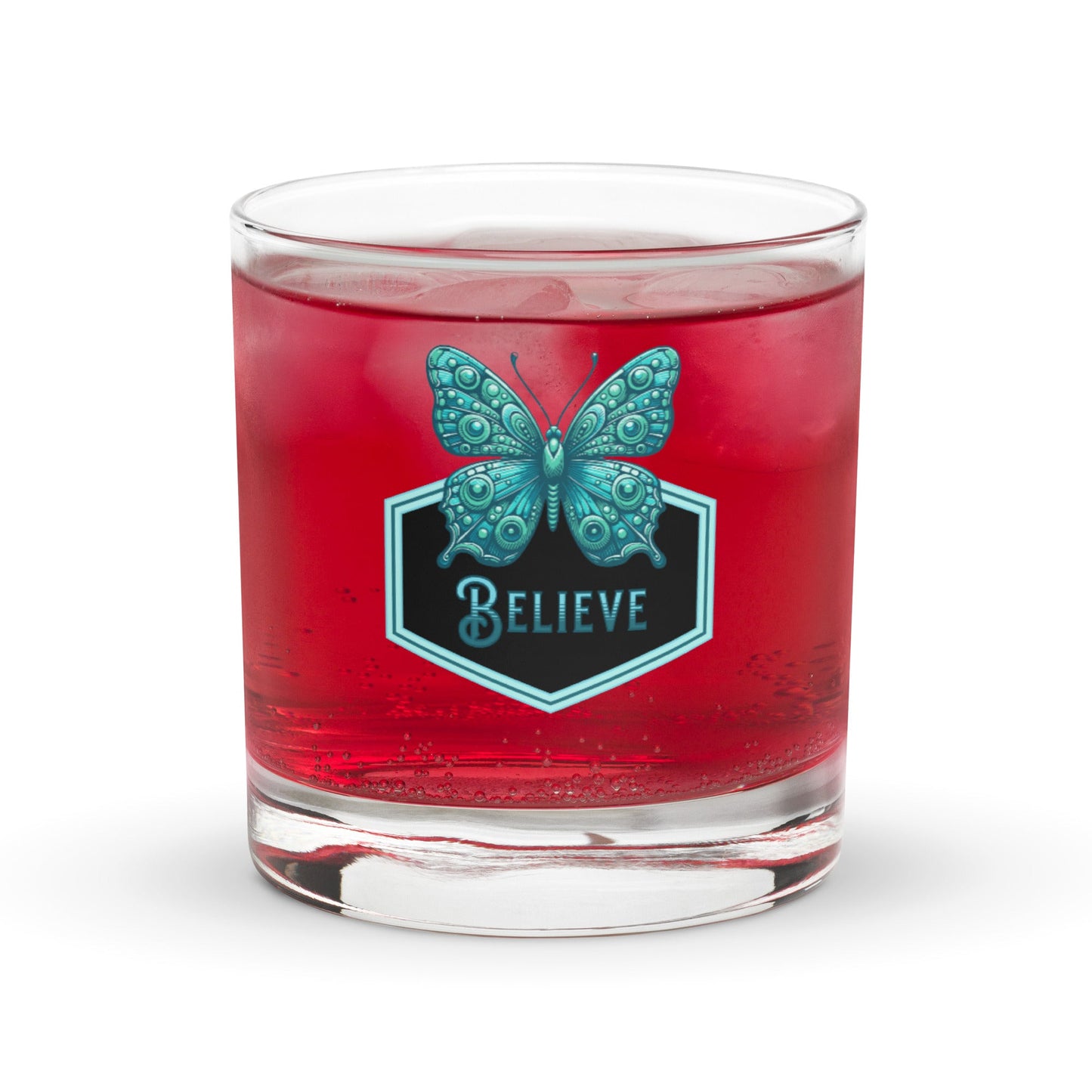 Believe - Butterfly II Rocks Glass - Rocks Glass - Discovery Co.