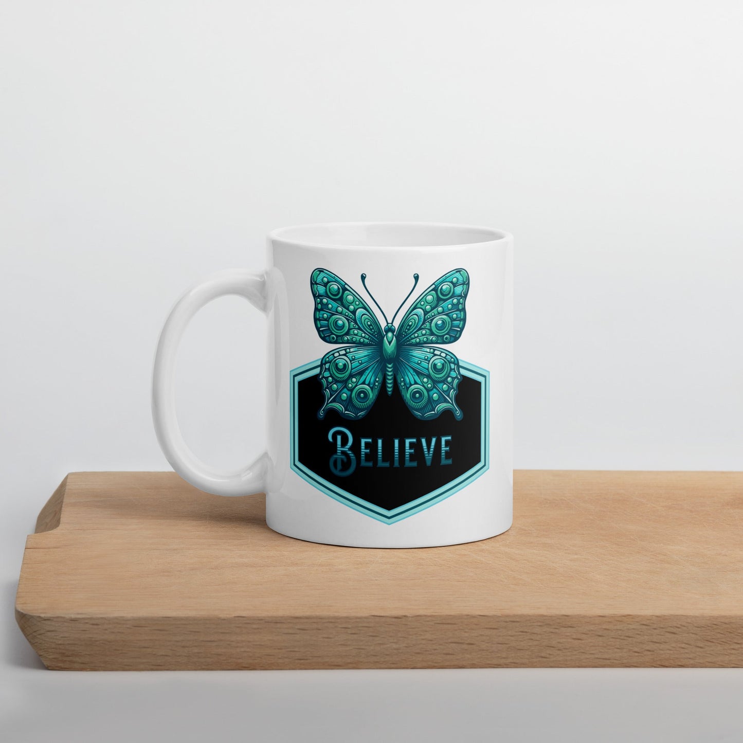 Believe - Butterfly II White Glossy Mug (11 oz. 15 oz, 20 oz) - Mugs - Discovery Co.