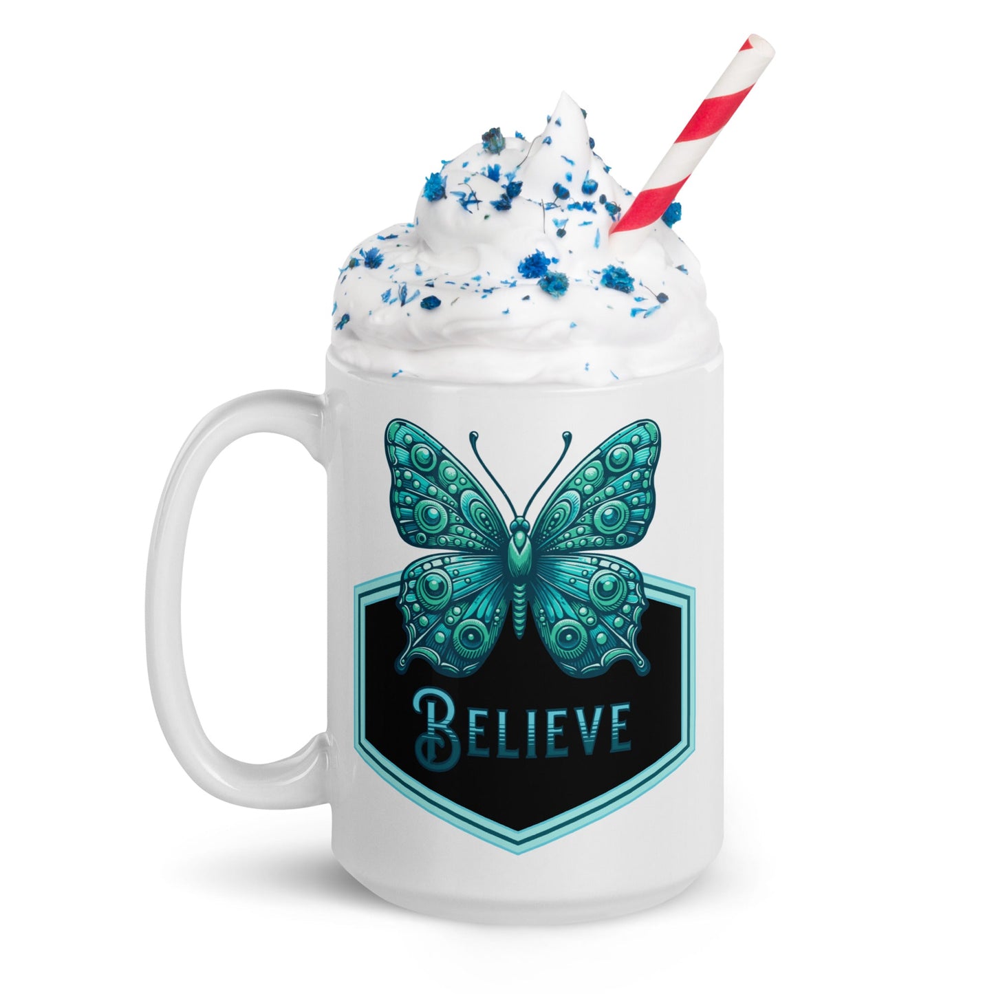 Believe - Butterfly II White Glossy Mug (11 oz. 15 oz, 20 oz) - Mugs - Discovery Co.