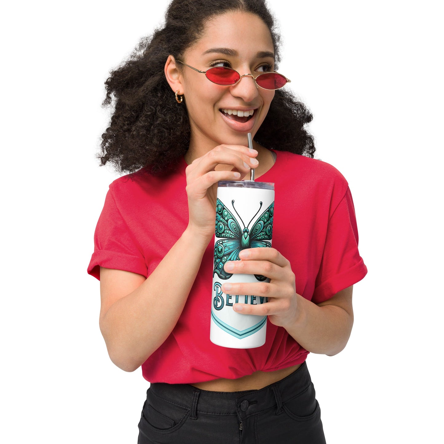 Believe - Butterfly Stainless Steel Tumbler - Steel Tumbler - Discovery Co.