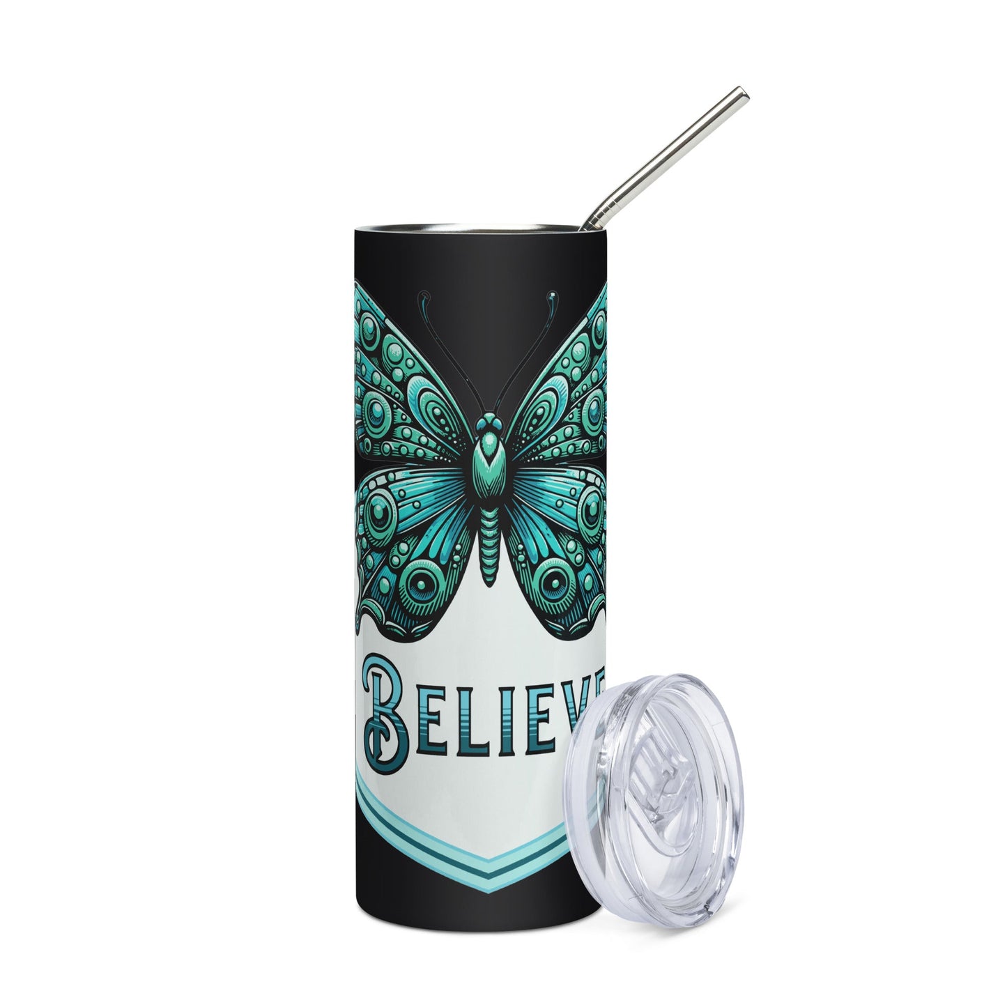 Believe - Butterfly Stainless Steel Tumbler - Steel Tumbler - Discovery Co.