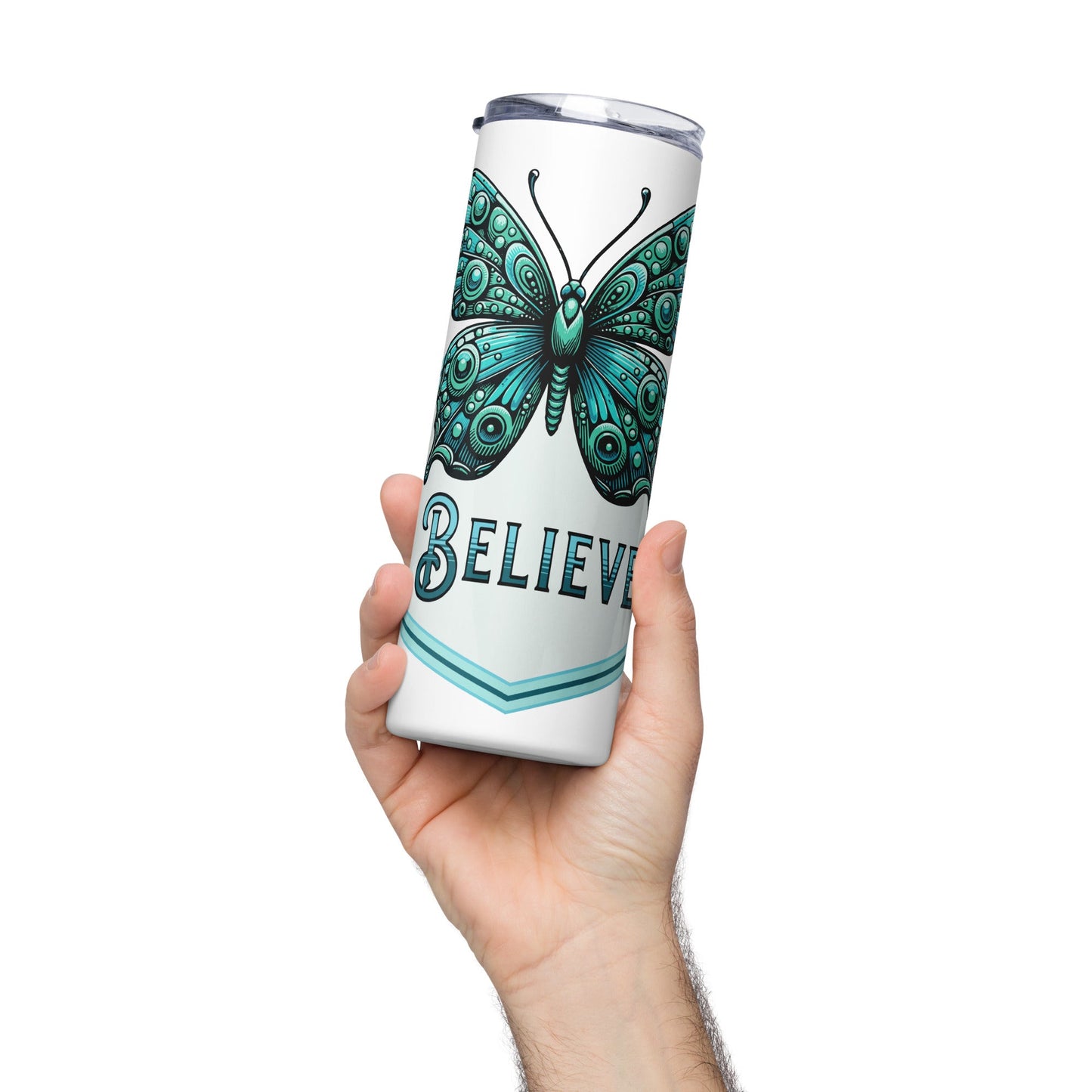 Believe - Butterfly Stainless Steel Tumbler - Steel Tumbler - Discovery Co.