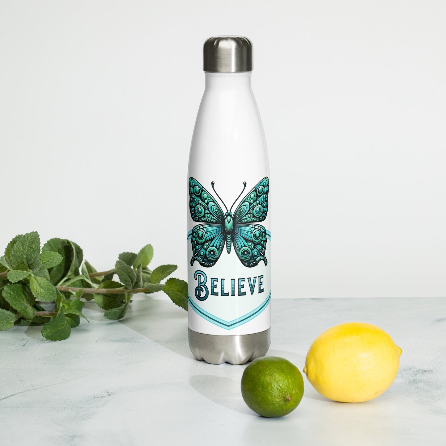 Believe - Butterfly Stainless Steel Water Bottle - Stainless Steel Water Bottle - Discovery Co.