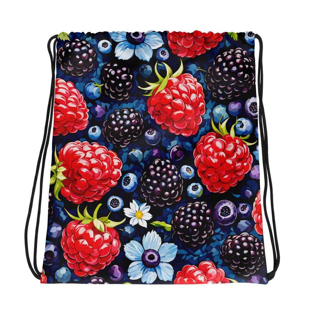 Berries And Flowers Drawstring Bag - Drawstring Bag - Discovery Co.