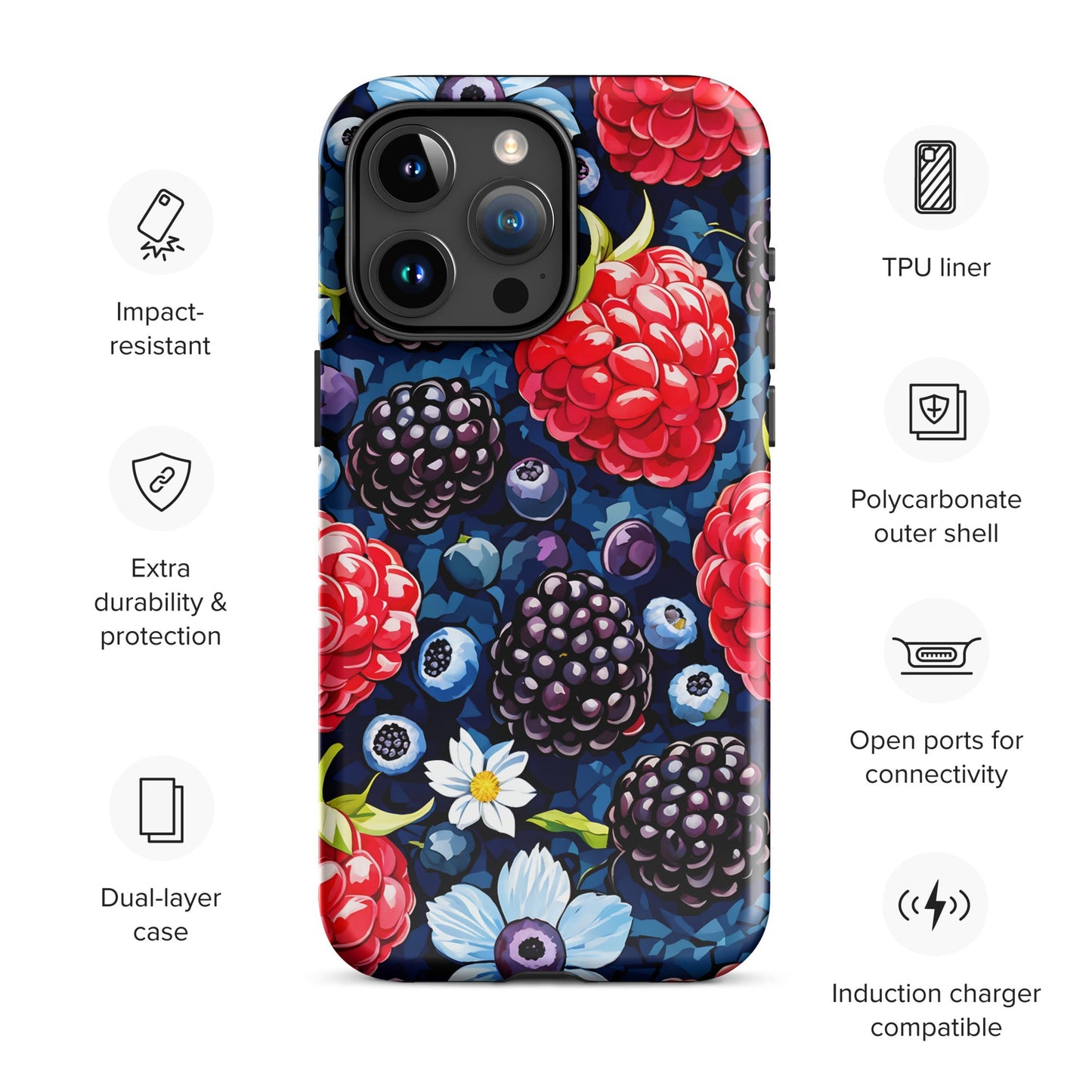 Berries and Flowers Tough Case For iPhone® - Phone Case - Discovery Co.