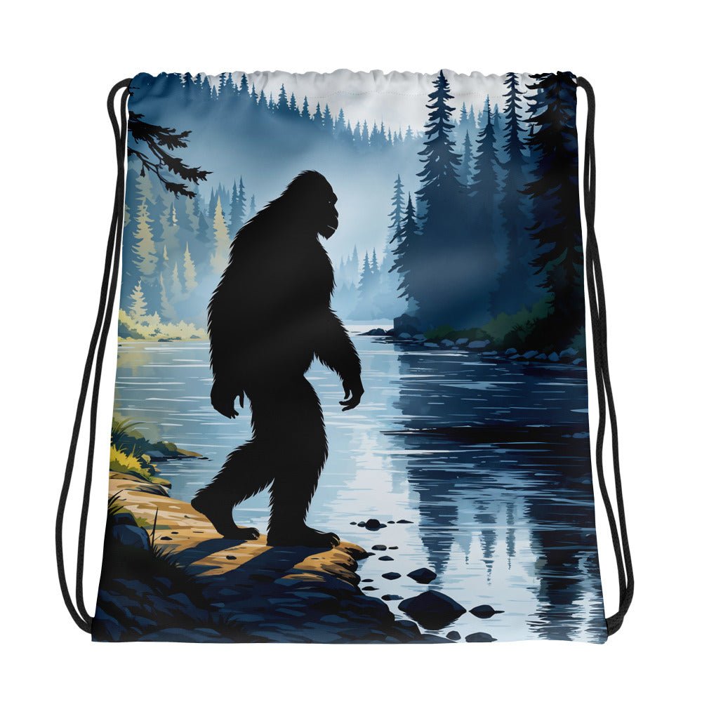 Bigfoot By The River Drawstring Bag - Drawstring Bag - Discovery Co.