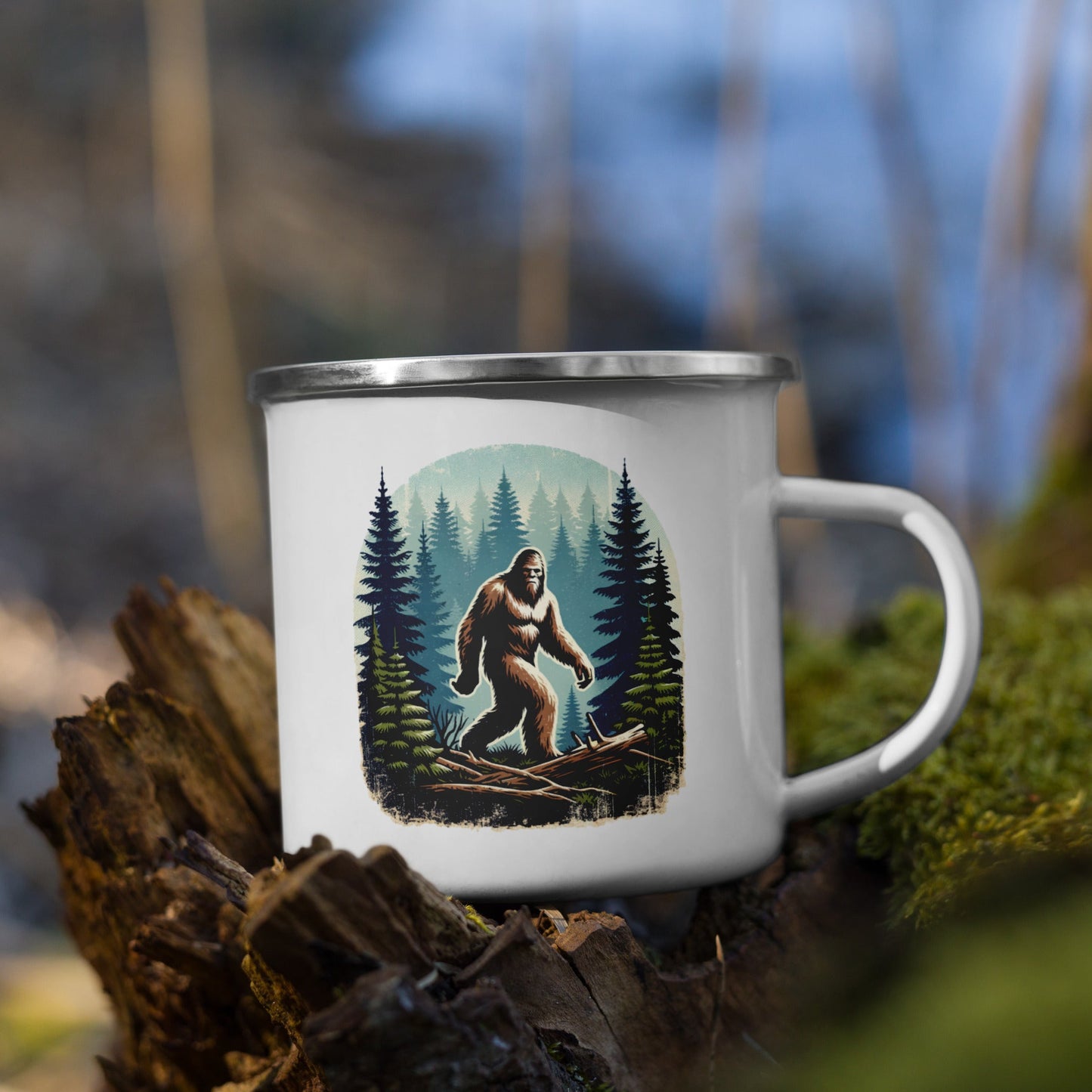 Bigfoot Forest Enamel Mug - Mugs - Discovery Co.