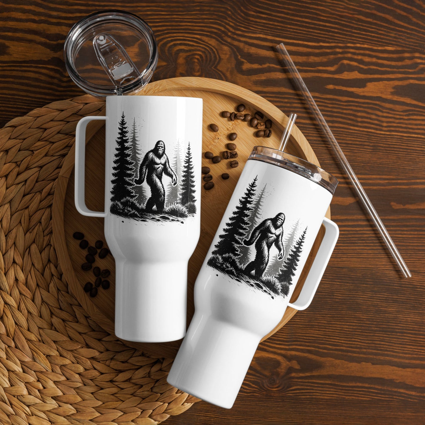 Bigfoot Forest II Travel Mug With Handle (25 oz and 40 oz) - Travel Mug - Discovery Co.