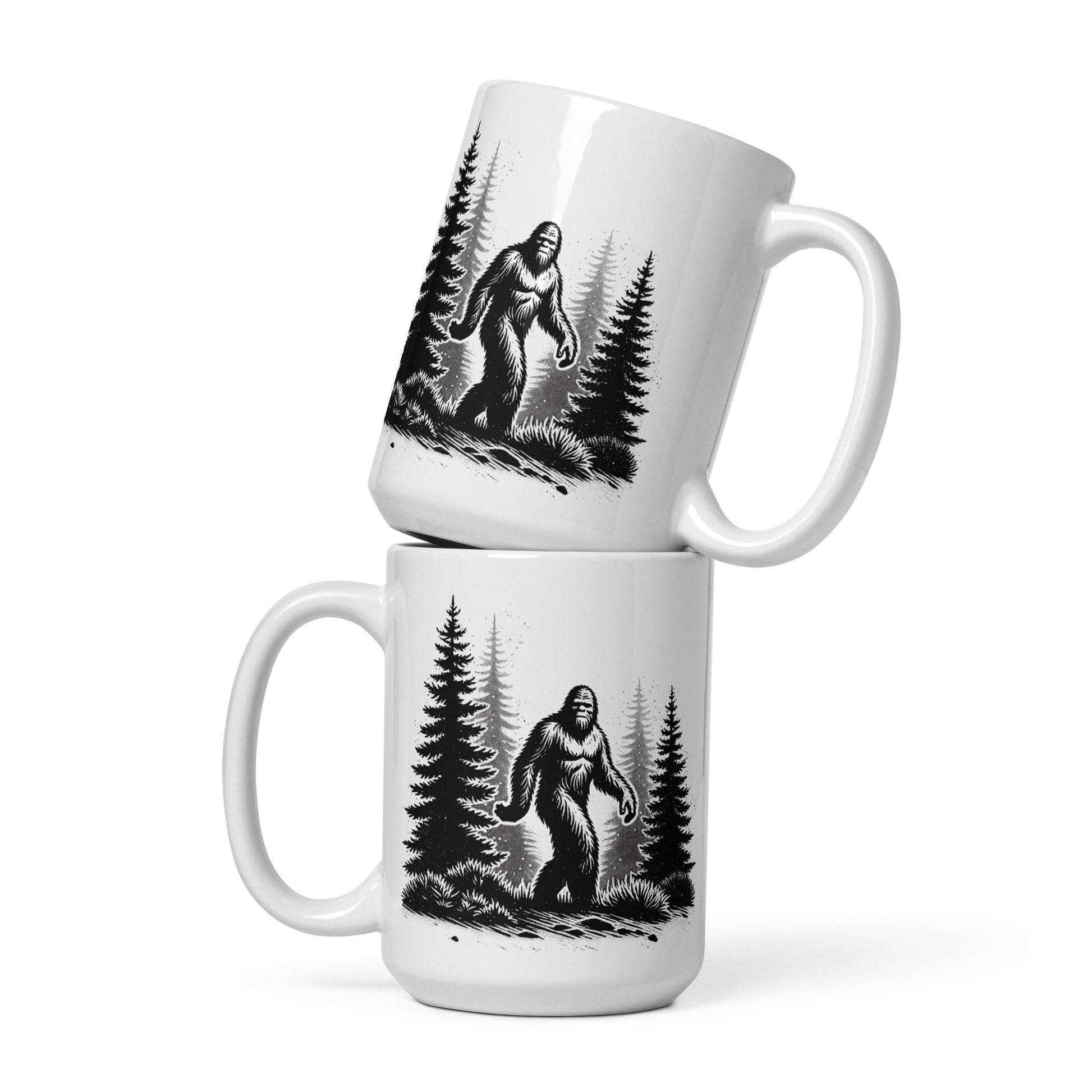 Bigfoot Forest II White Glossy Mug (11 oz, 15 oz, 20 oz) - Mugs - Discovery Co.