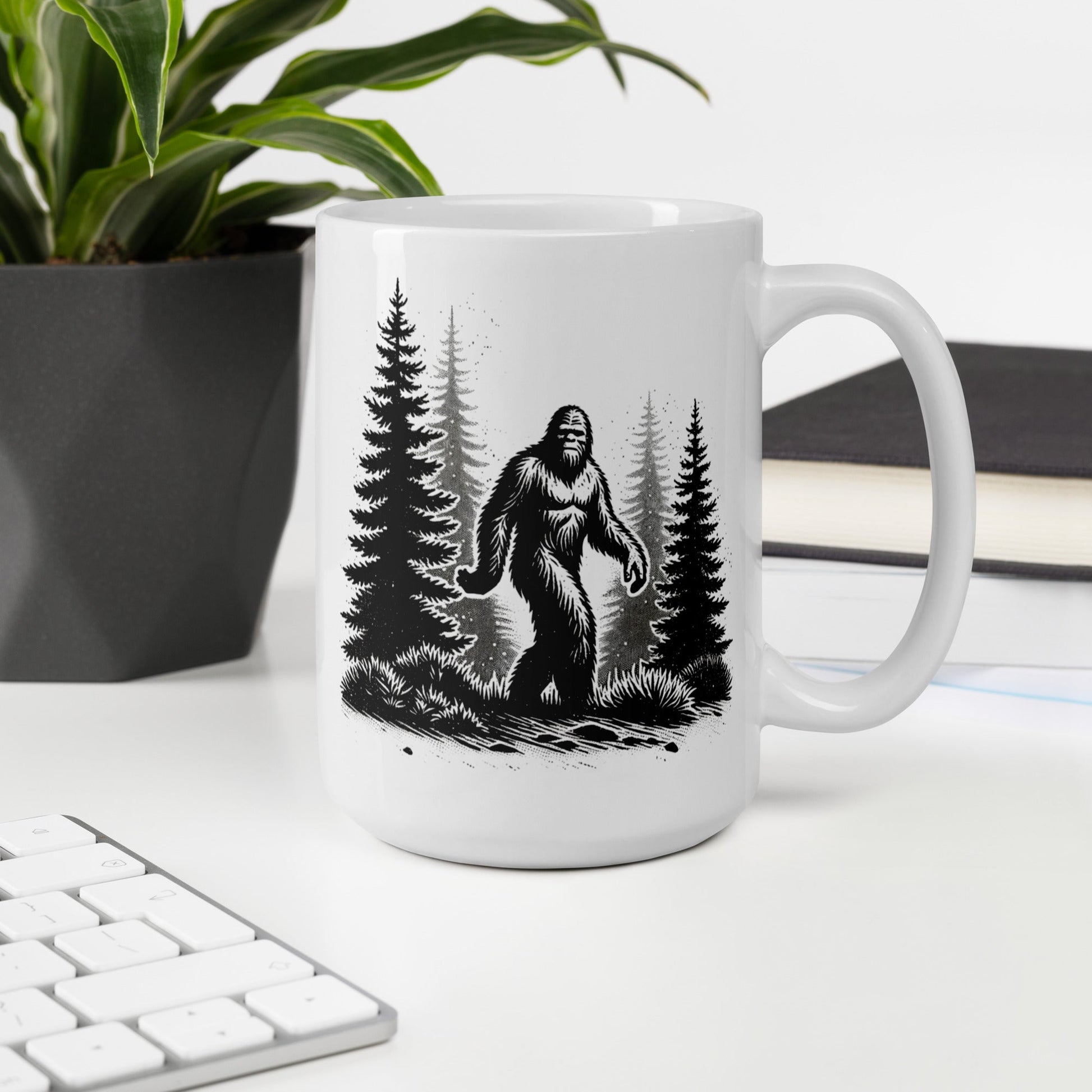 Bigfoot Forest II White Glossy Mug (11 oz, 15 oz, 20 oz) - Mugs - Discovery Co.