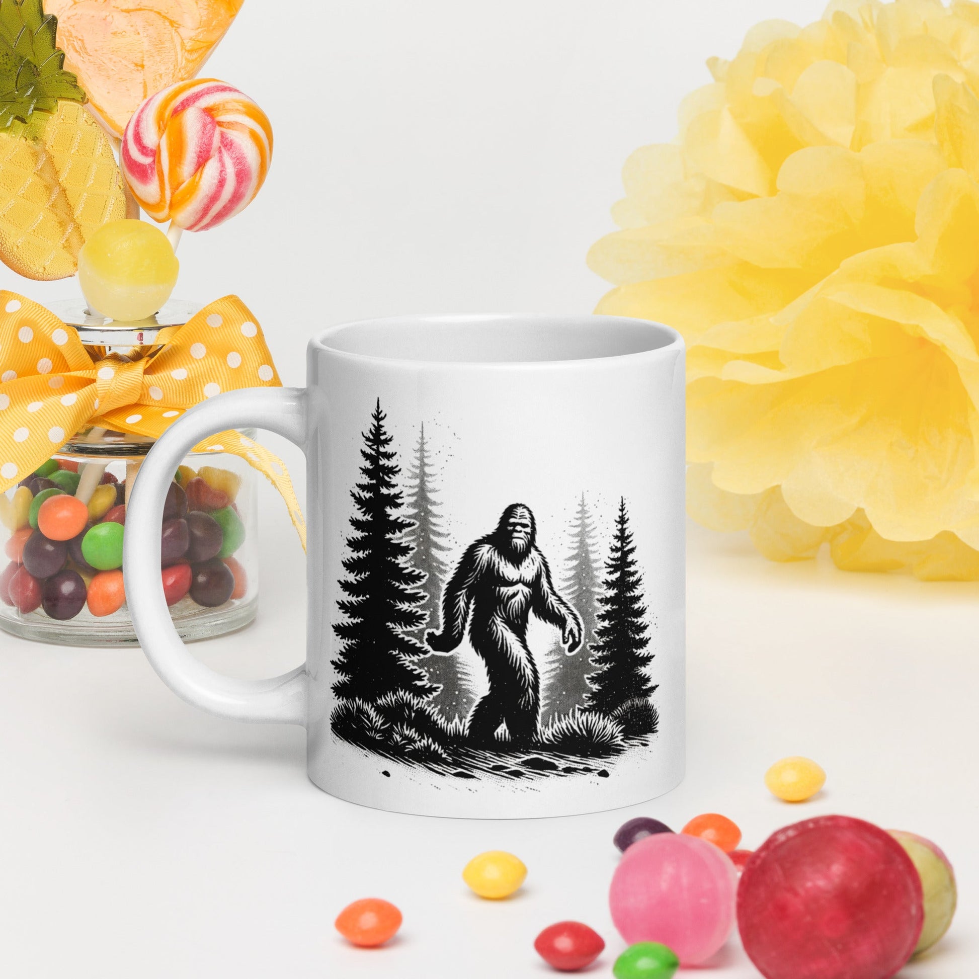Bigfoot Forest II White Glossy Mug (11 oz, 15 oz, 20 oz) - Mugs - Discovery Co.