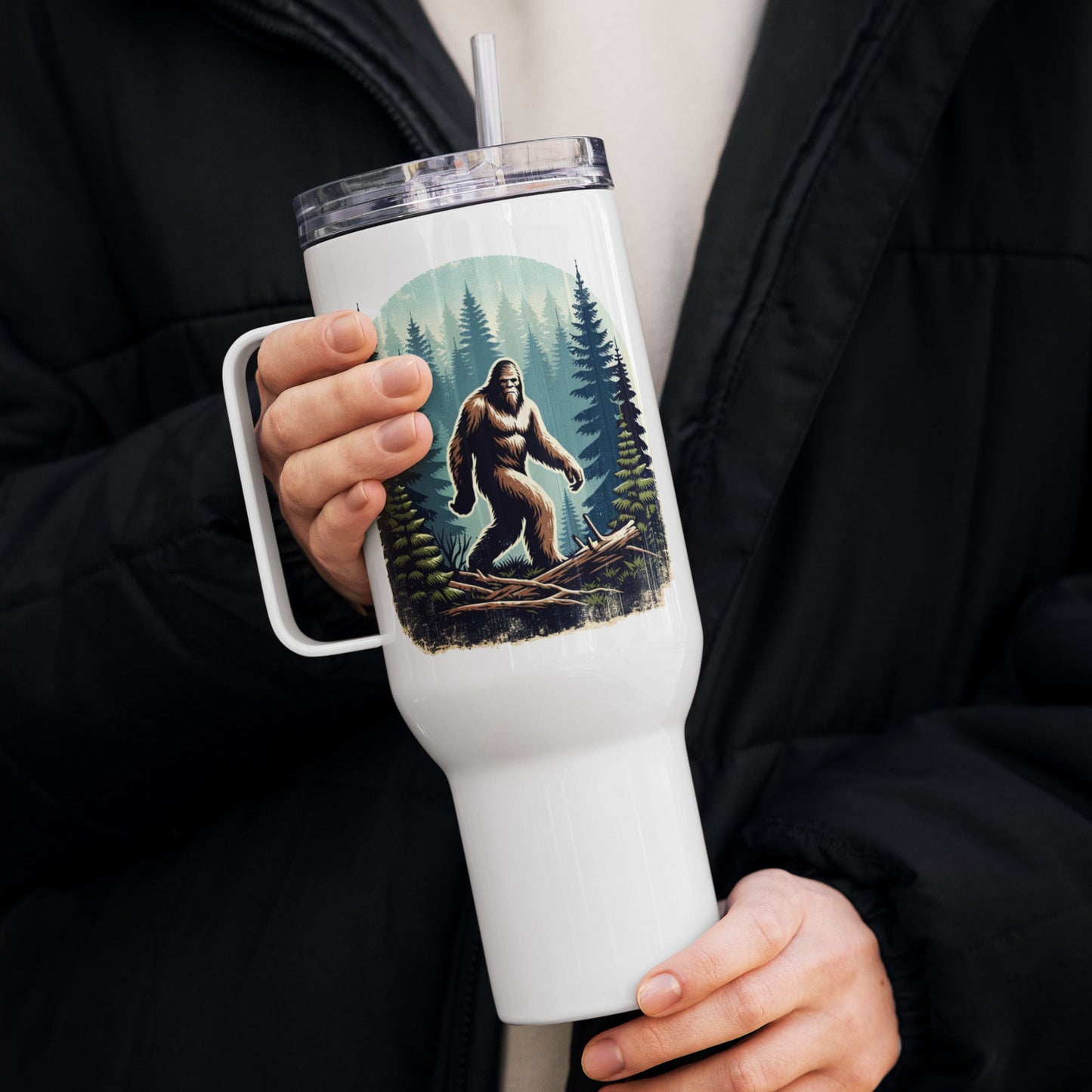 Bigfoot Forest Travel Mug With Handle (25 oz and 40 oz) - Travel Mug - Discovery Co.