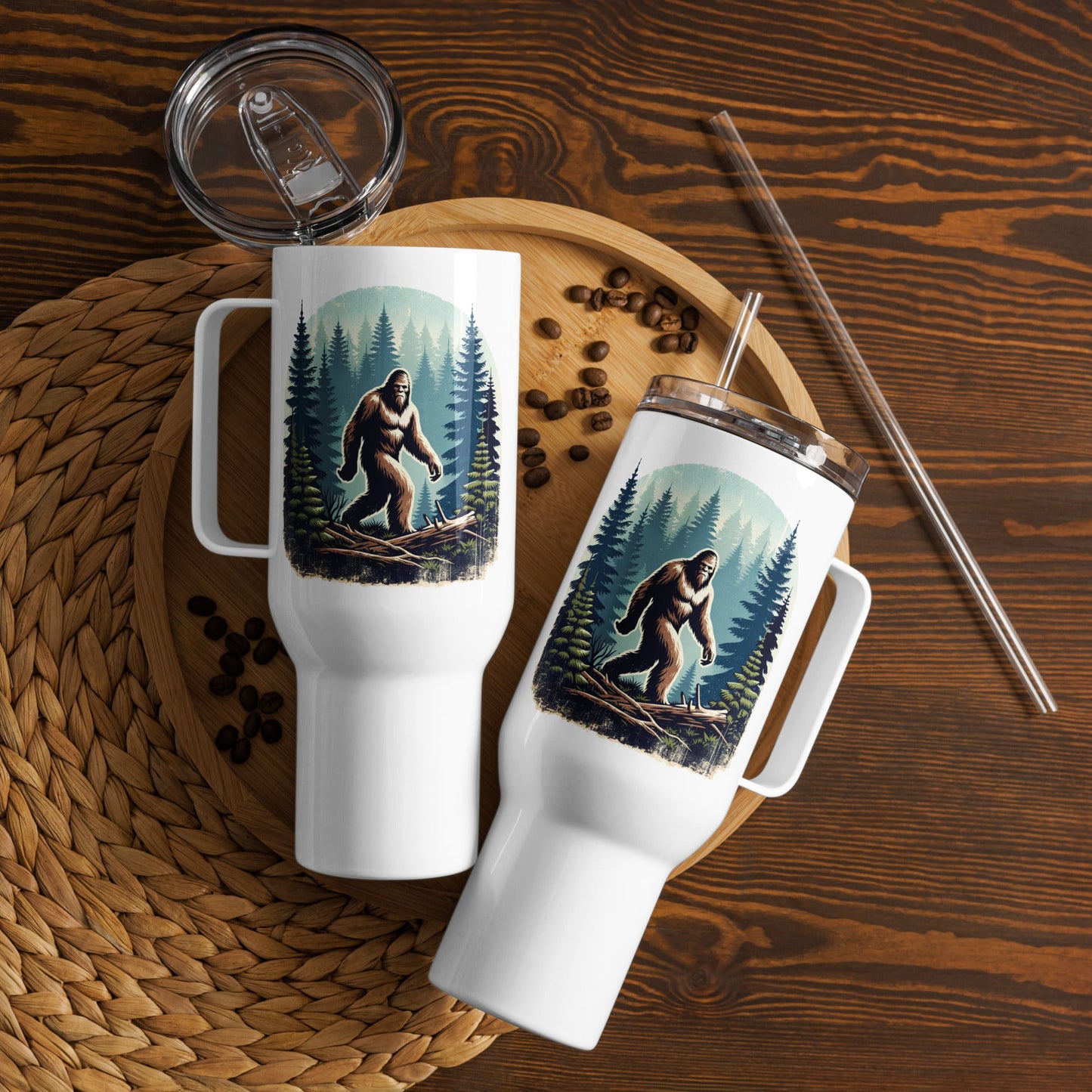 Bigfoot Forest Travel Mug With Handle (25 oz and 40 oz) - Travel Mug - Discovery Co.
