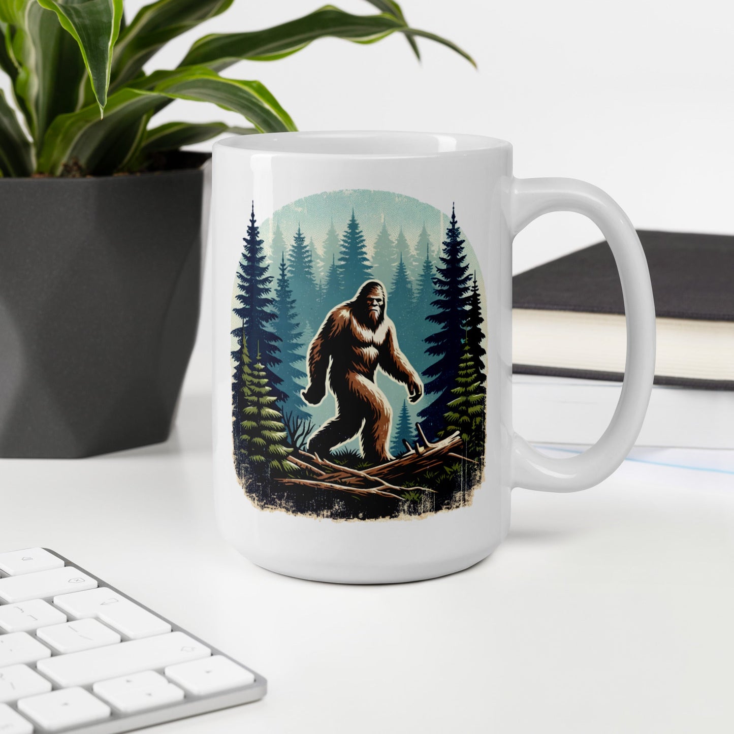 Bigfoot Forest White Glossy Mug (11 oz, 15 oz, 20 oz) - Mugs - Discovery Co.