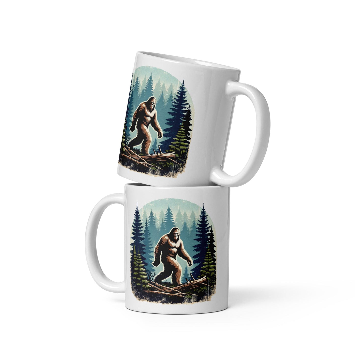 Bigfoot Forest White Glossy Mug (11 oz, 15 oz, 20 oz) - Mugs - Discovery Co.