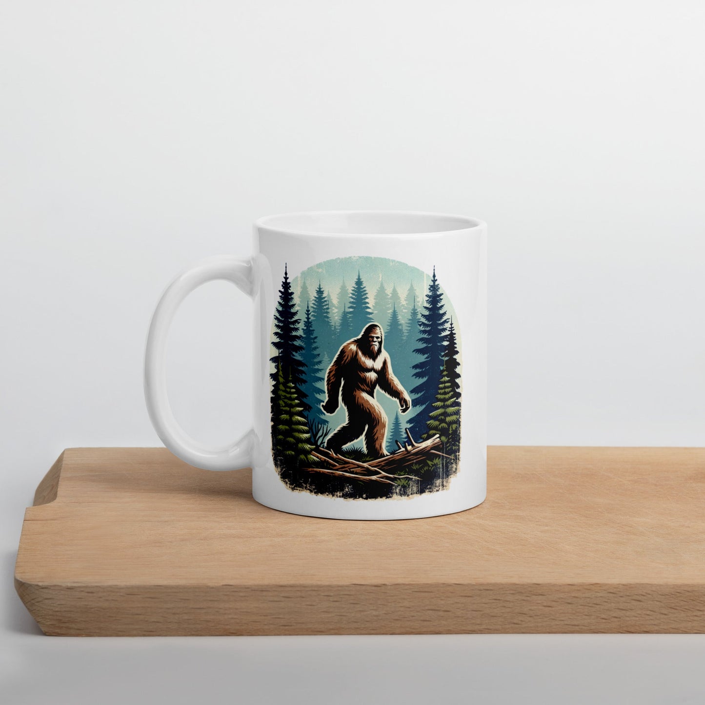 Bigfoot Forest White Glossy Mug (11 oz, 15 oz, 20 oz) - Mugs - Discovery Co.