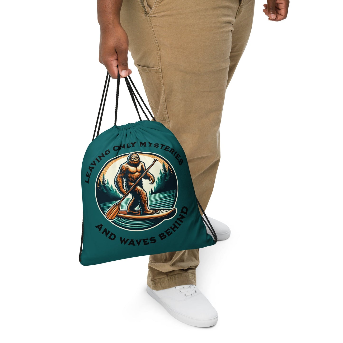 Bigfoot Paddle Boarding Drawstring Bag - Drawstring Bag - Discovery Co.