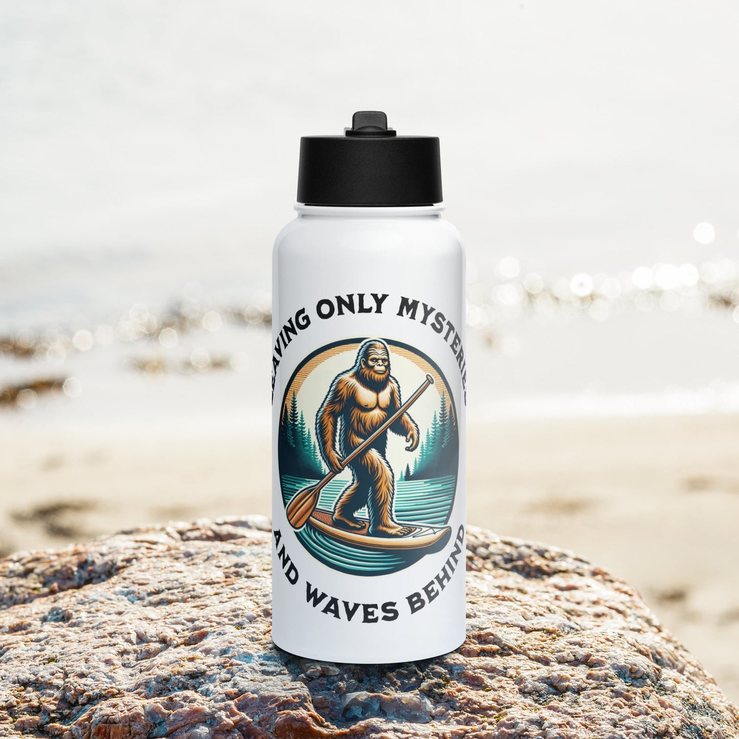 Bigfoot Paddle Boarding Stainless Steel Water Bottle With Straw Lid - Stainless Steel Water Bottle With Straw Lid - Discovery Co.