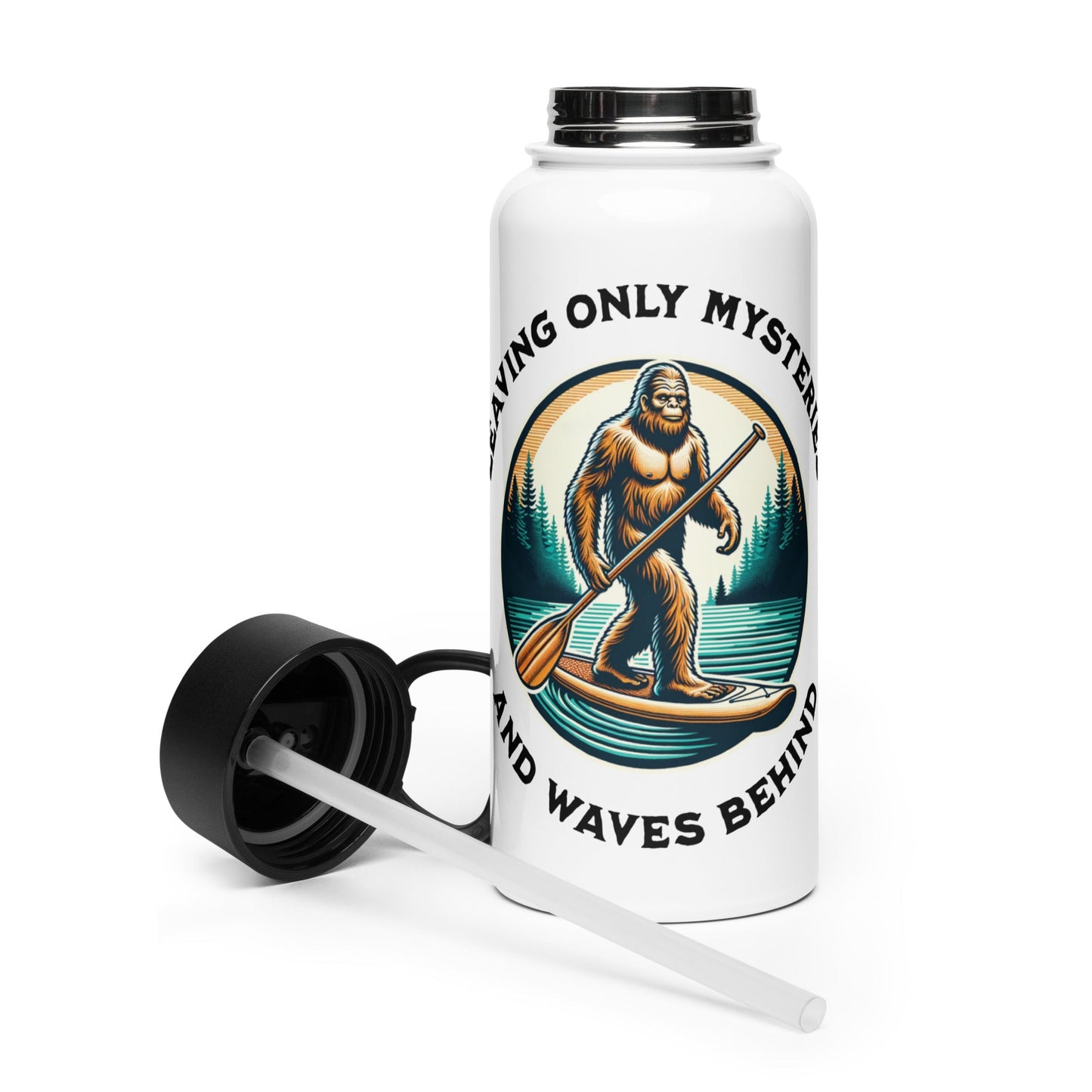 Bigfoot Paddle Boarding Stainless Steel Water Bottle With Straw Lid - Stainless Steel Water Bottle With Straw Lid - Discovery Co.