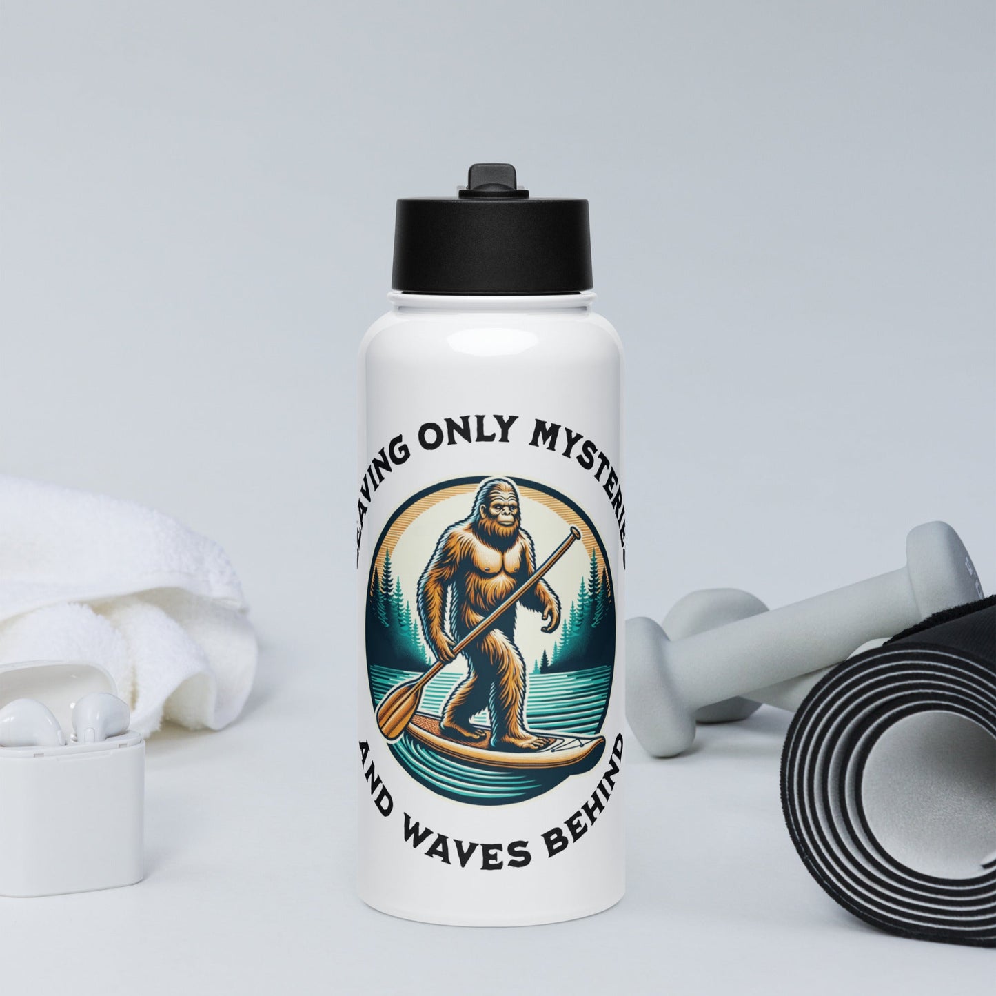 Bigfoot Paddle Boarding Stainless Steel Water Bottle With Straw Lid - Stainless Steel Water Bottle With Straw Lid - Discovery Co.