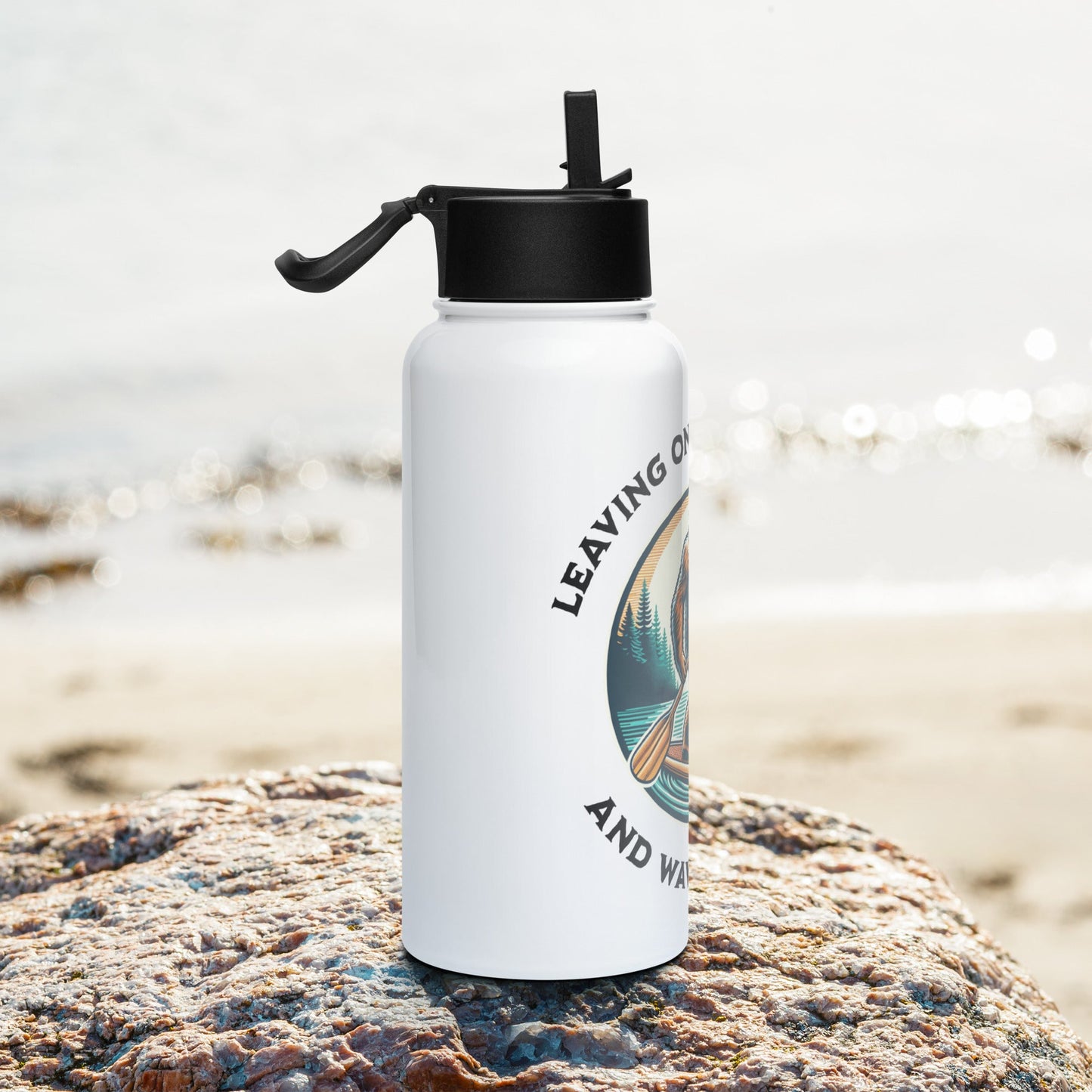 Bigfoot Paddle Boarding Stainless Steel Water Bottle With Straw Lid - Stainless Steel Water Bottle With Straw Lid - Discovery Co.