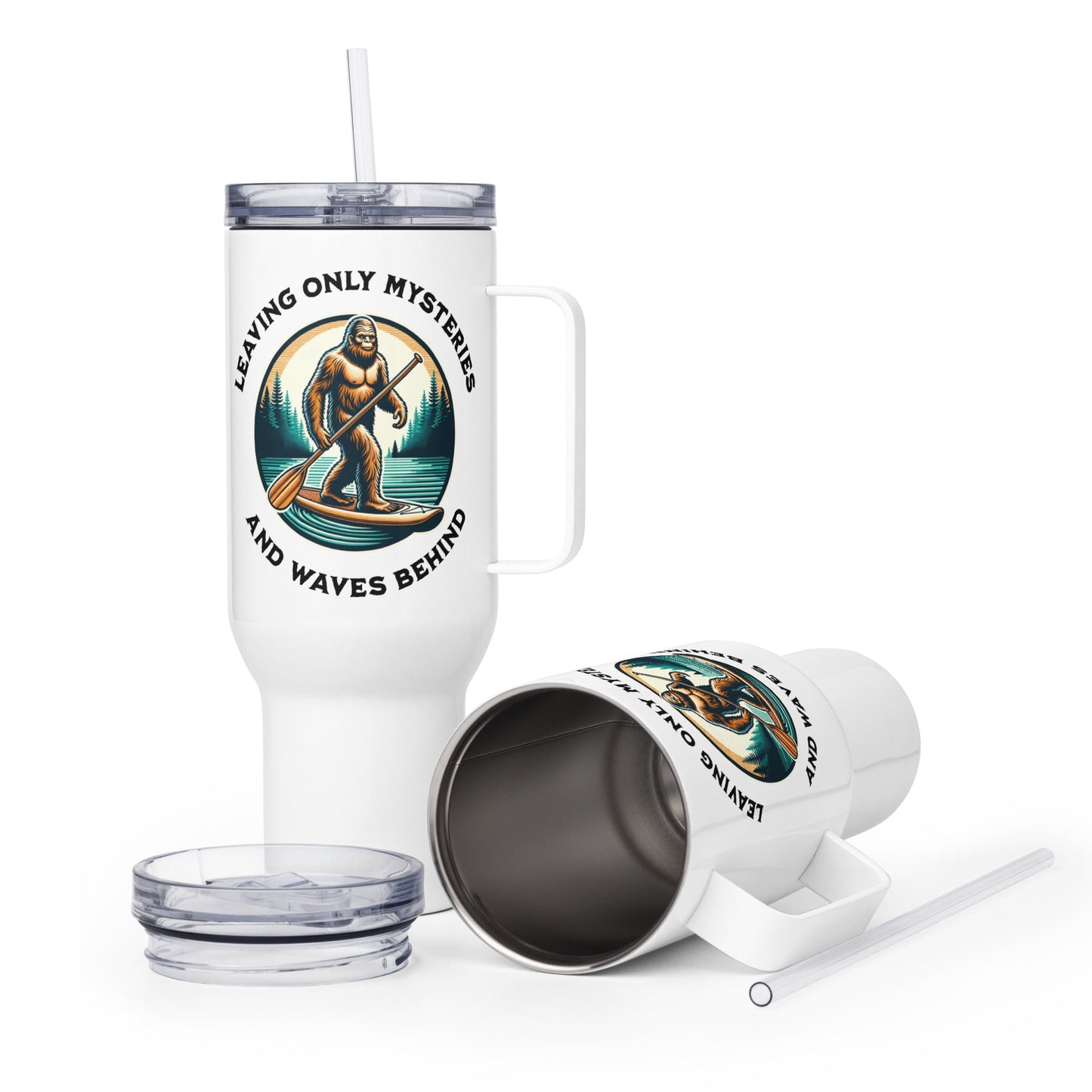 Bigfoot Paddle Boarding Travel Mug With Handle (25 oz and 40 oz) - Travel Mug - Discovery Co.