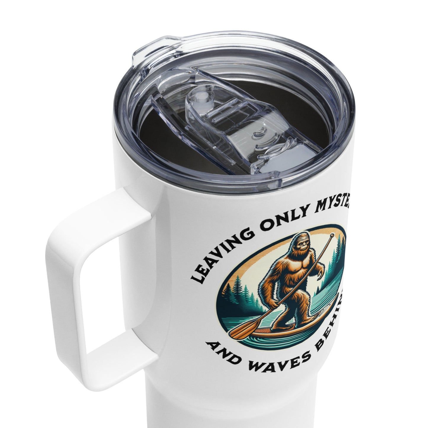 Bigfoot Paddle Boarding Travel Mug With Handle (25 oz and 40 oz) - Travel Mug - Discovery Co.