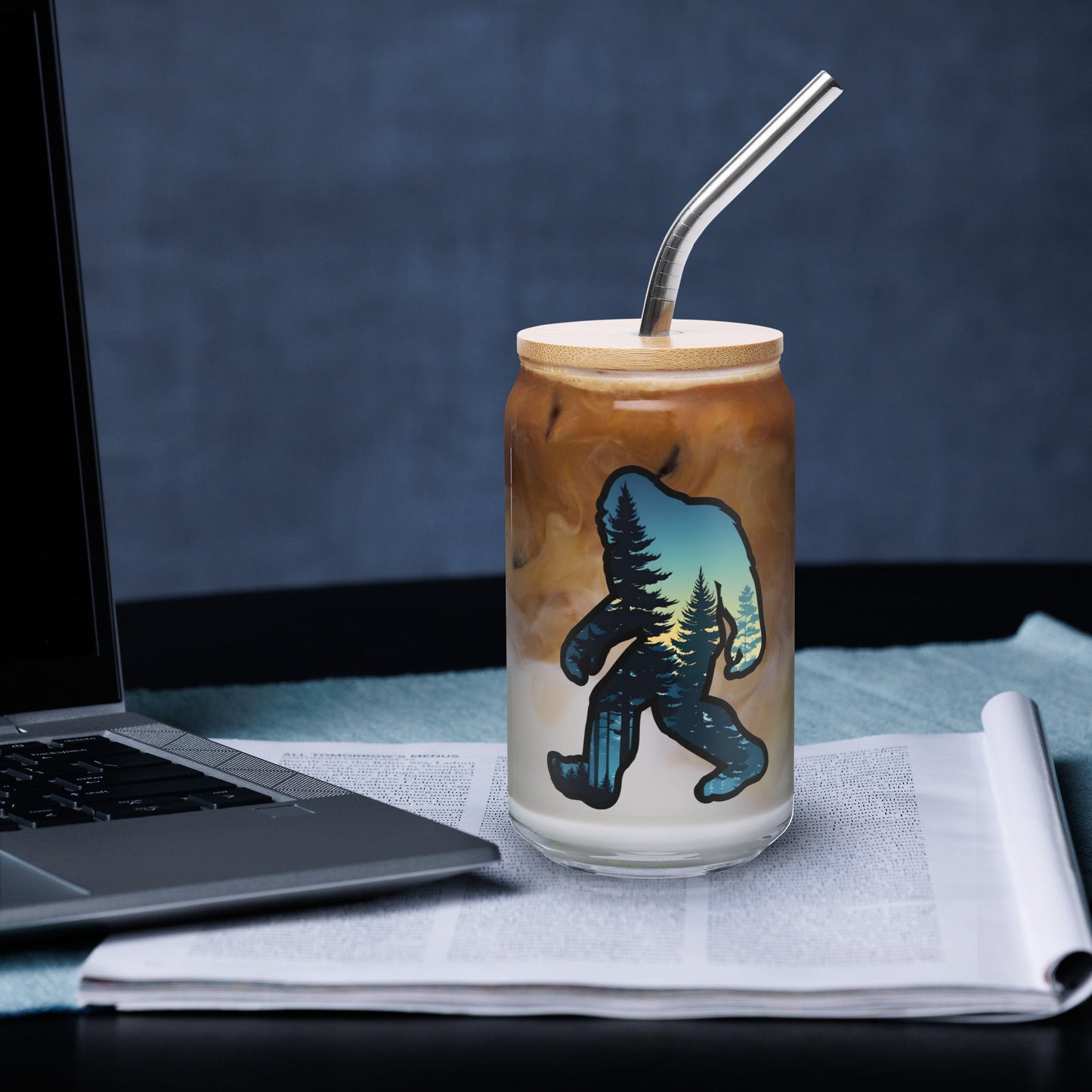 Bigfoot Sunset Forest Can - Shaped Glass - Can - Shaped Glass - Discovery Co.
