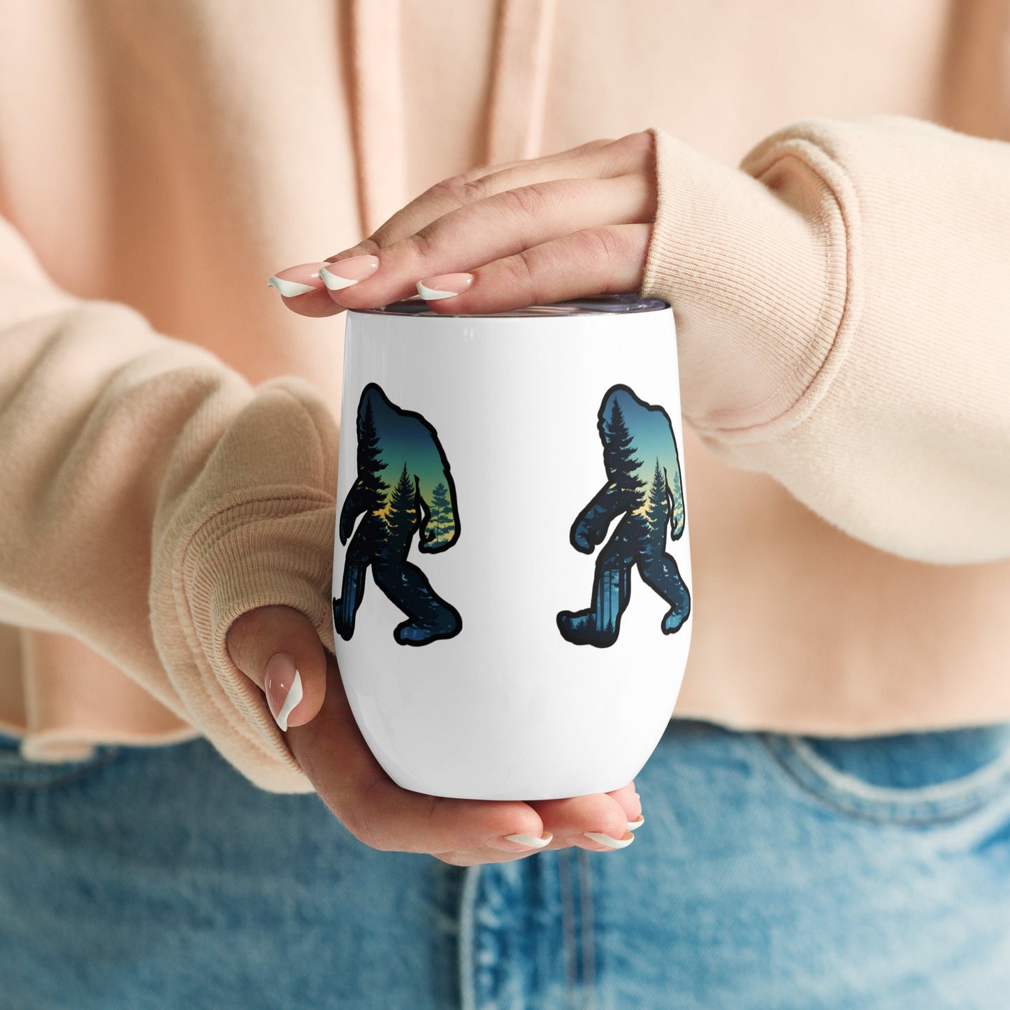 Bigfoot Sunset Forest Stainless Steel Wine Tumbler - Steel Tumbler - Discovery Co.