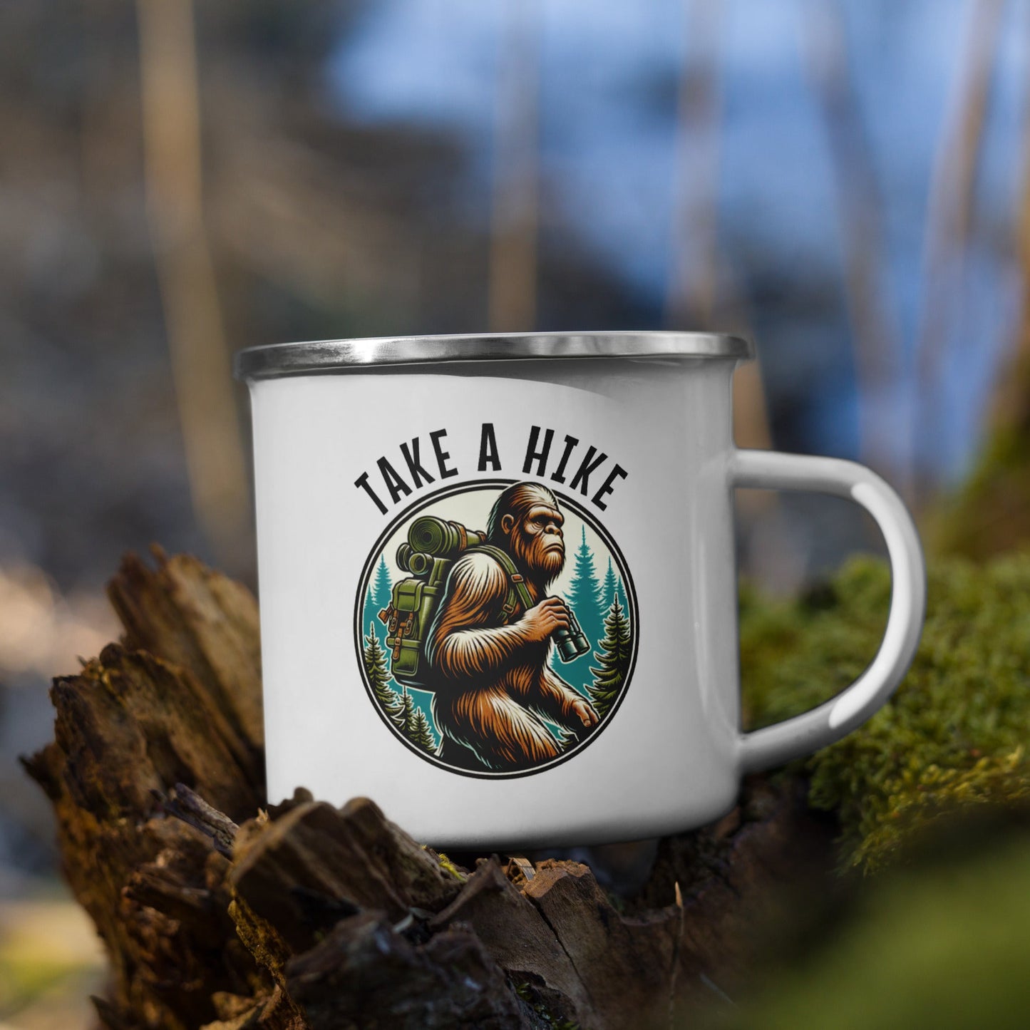 Bigfoot Take A Hike Enamel Mug - Mugs - Discovery Co.