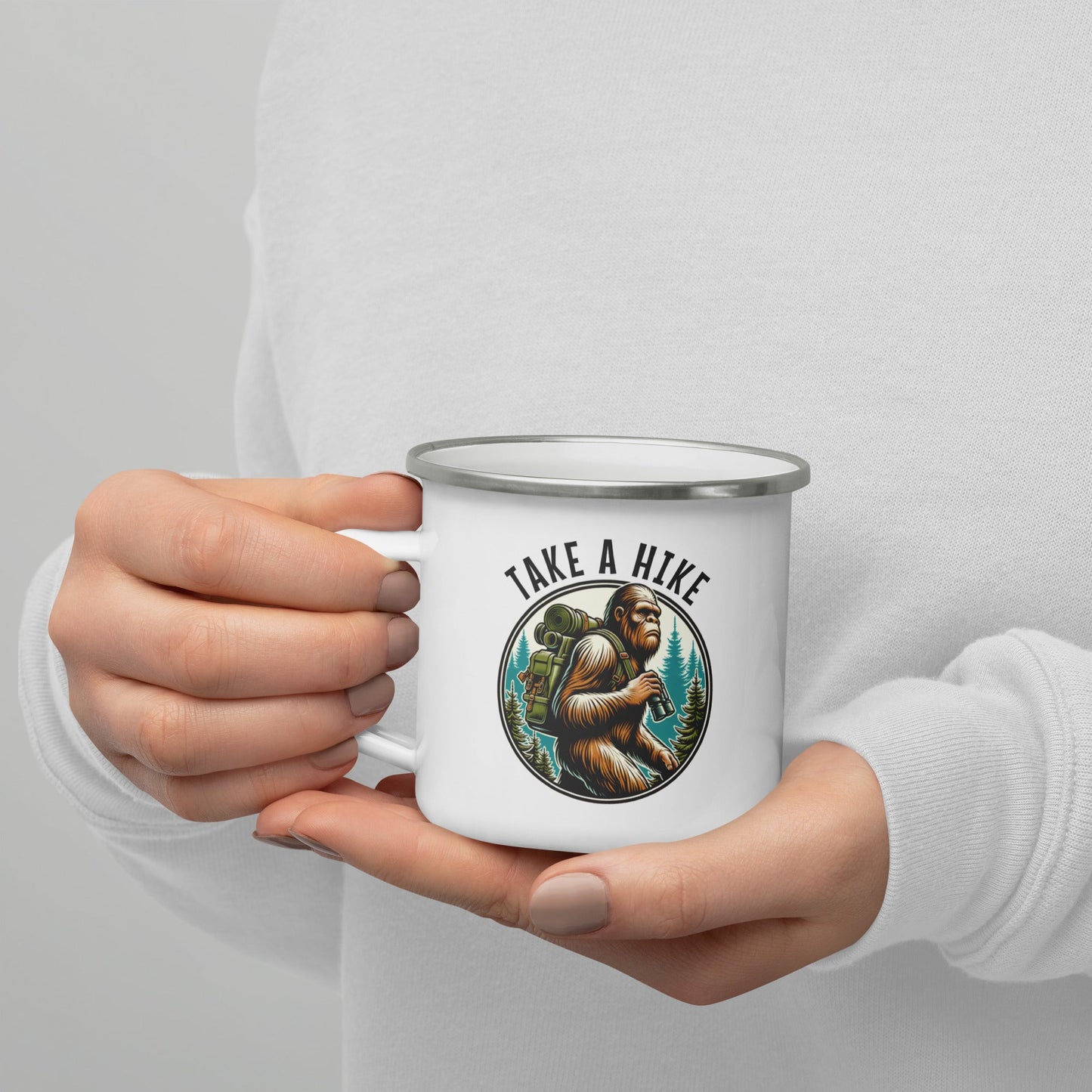 Bigfoot Take A Hike Enamel Mug - Mugs - Discovery Co.