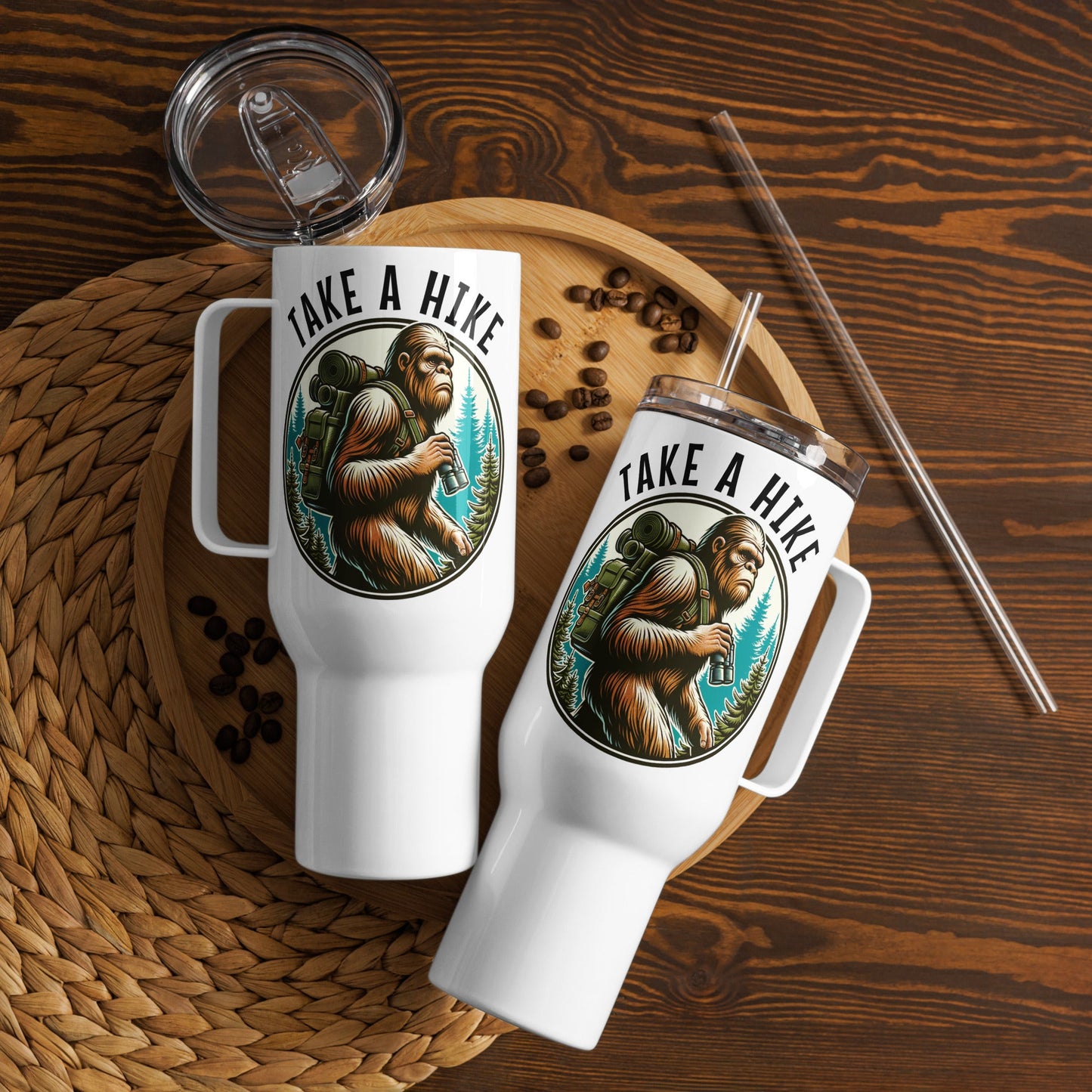 Bigfoot Take A Hike Travel Mug With Handle (25 oz and 40 oz) - Travel Mug - Discovery Co.