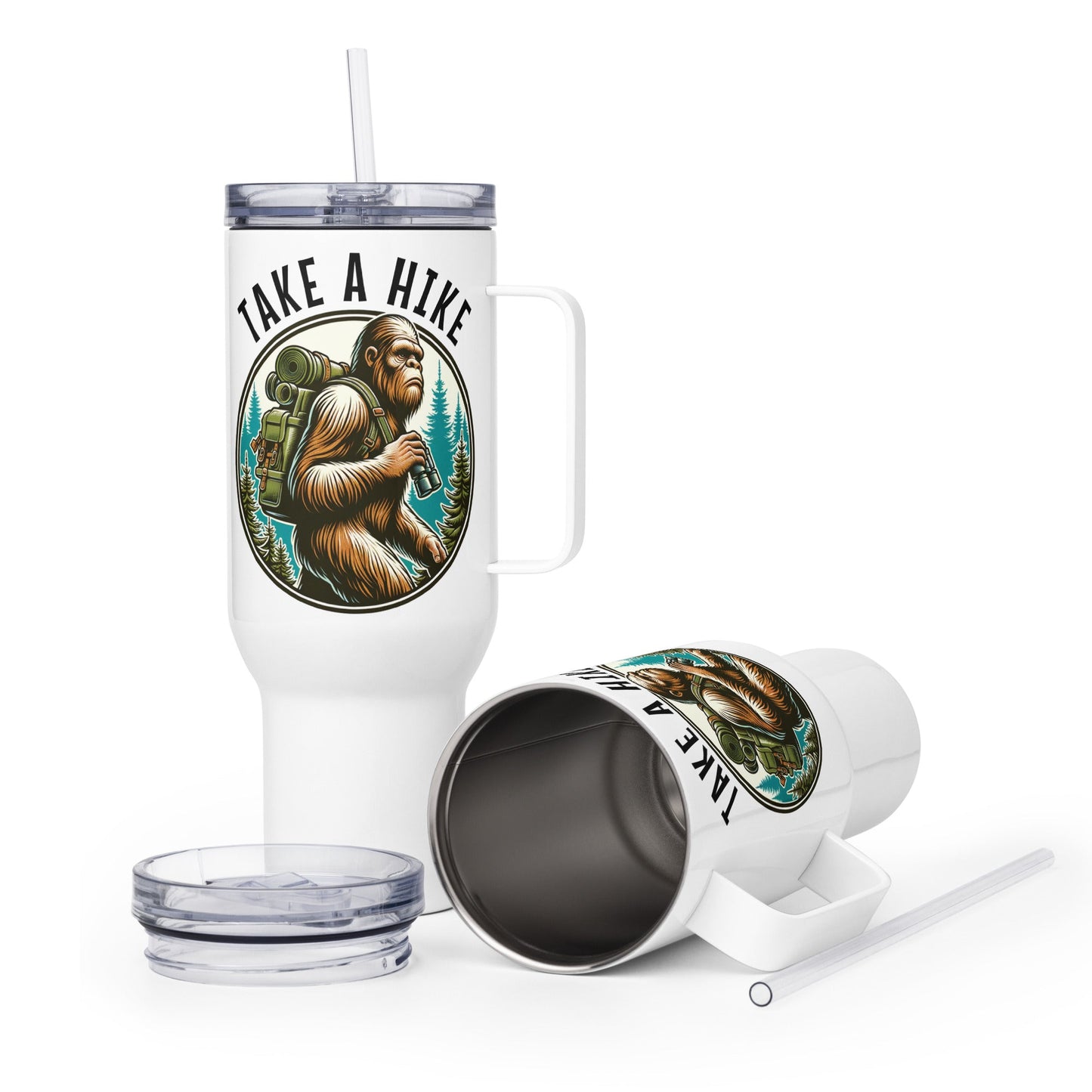 Bigfoot Take A Hike Travel Mug With Handle (25 oz and 40 oz) - Travel Mug - Discovery Co.