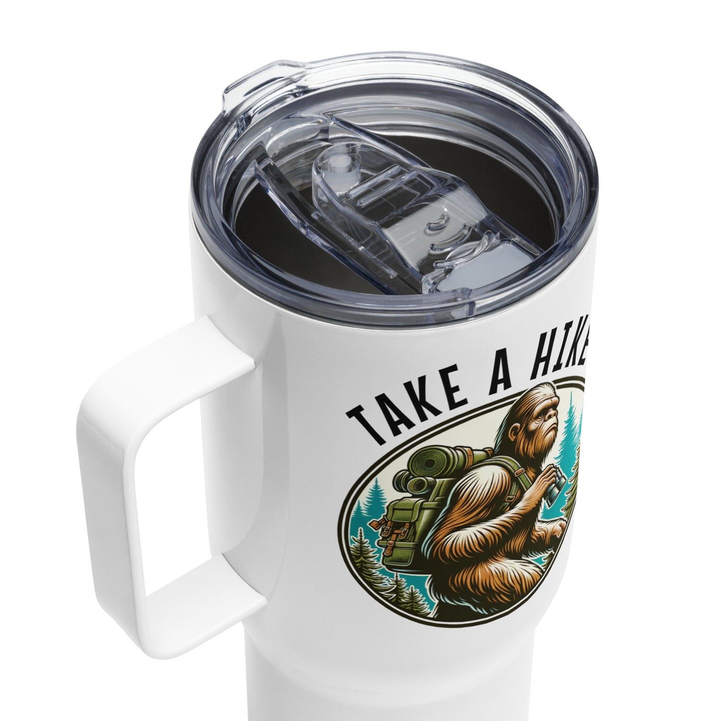 Bigfoot Take A Hike Travel Mug With Handle (25 oz and 40 oz) - Travel Mug - Discovery Co.