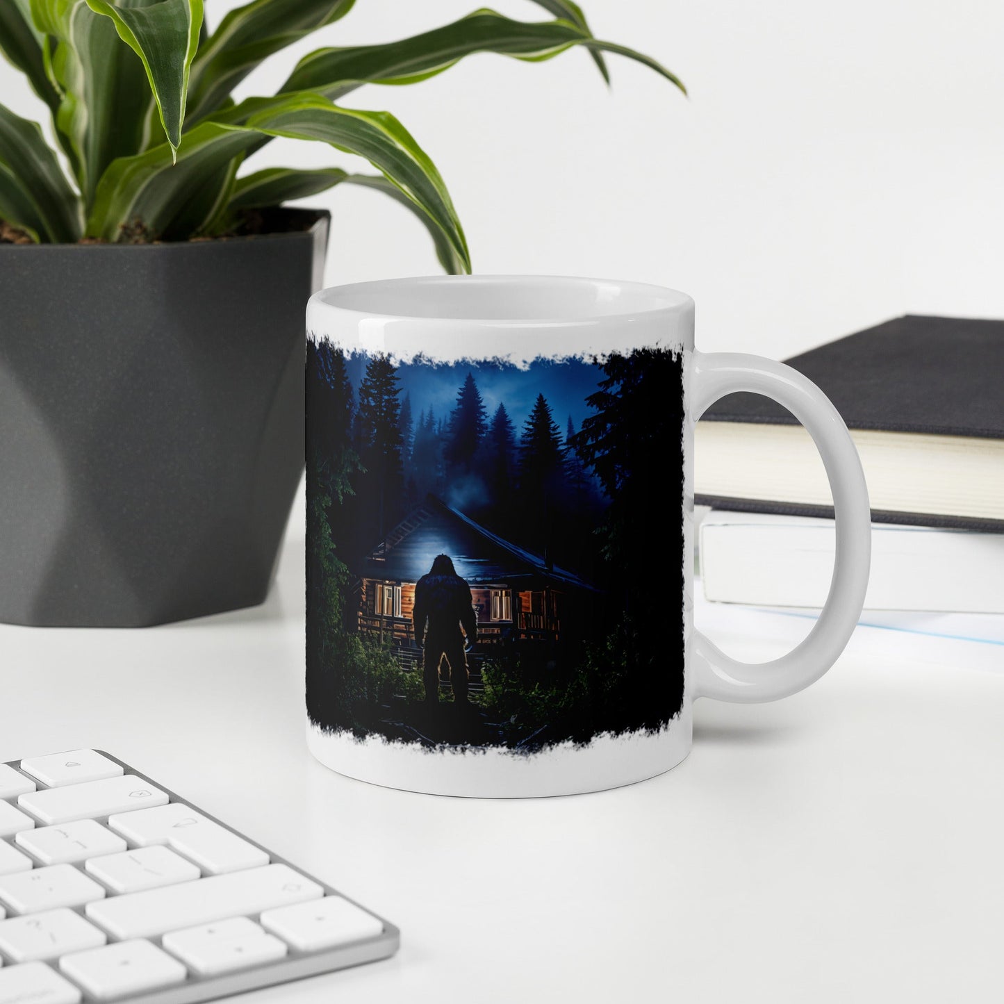 Bigfoot Visit White Glossy Mug (11 oz, 15 oz, 20 oz) - Mugs - Discovery Co.