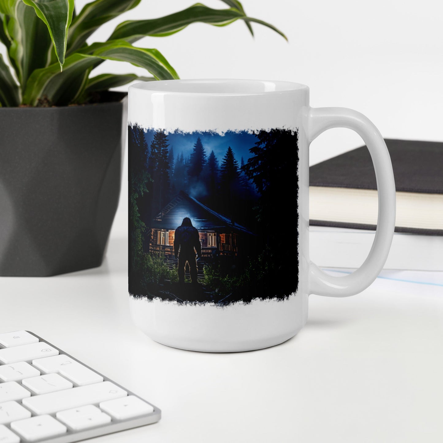 Bigfoot Visit White Glossy Mug (11 oz, 15 oz, 20 oz) - Mugs - Discovery Co.