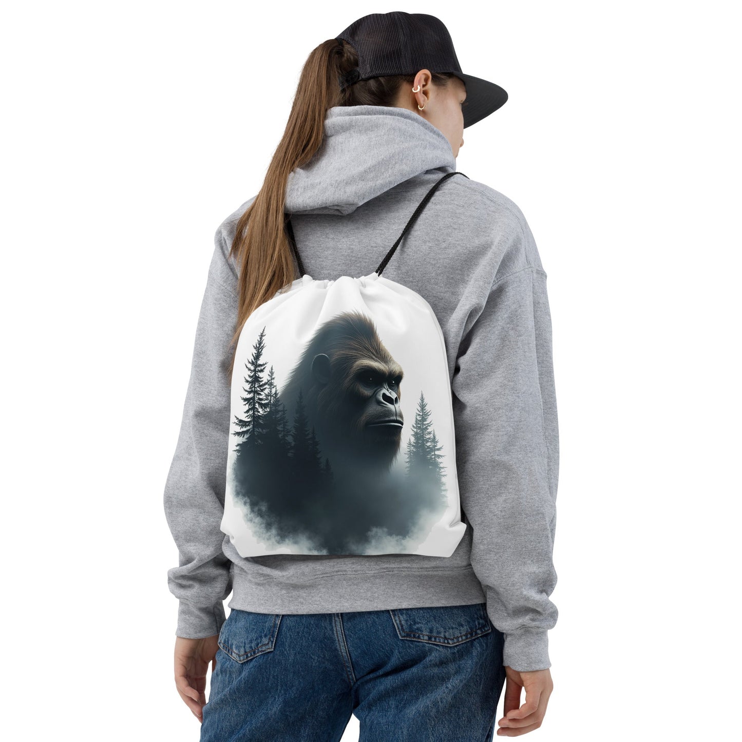 Bigfoot Watching Drawstring Bag - Drawstring Bag - Discovery Co.