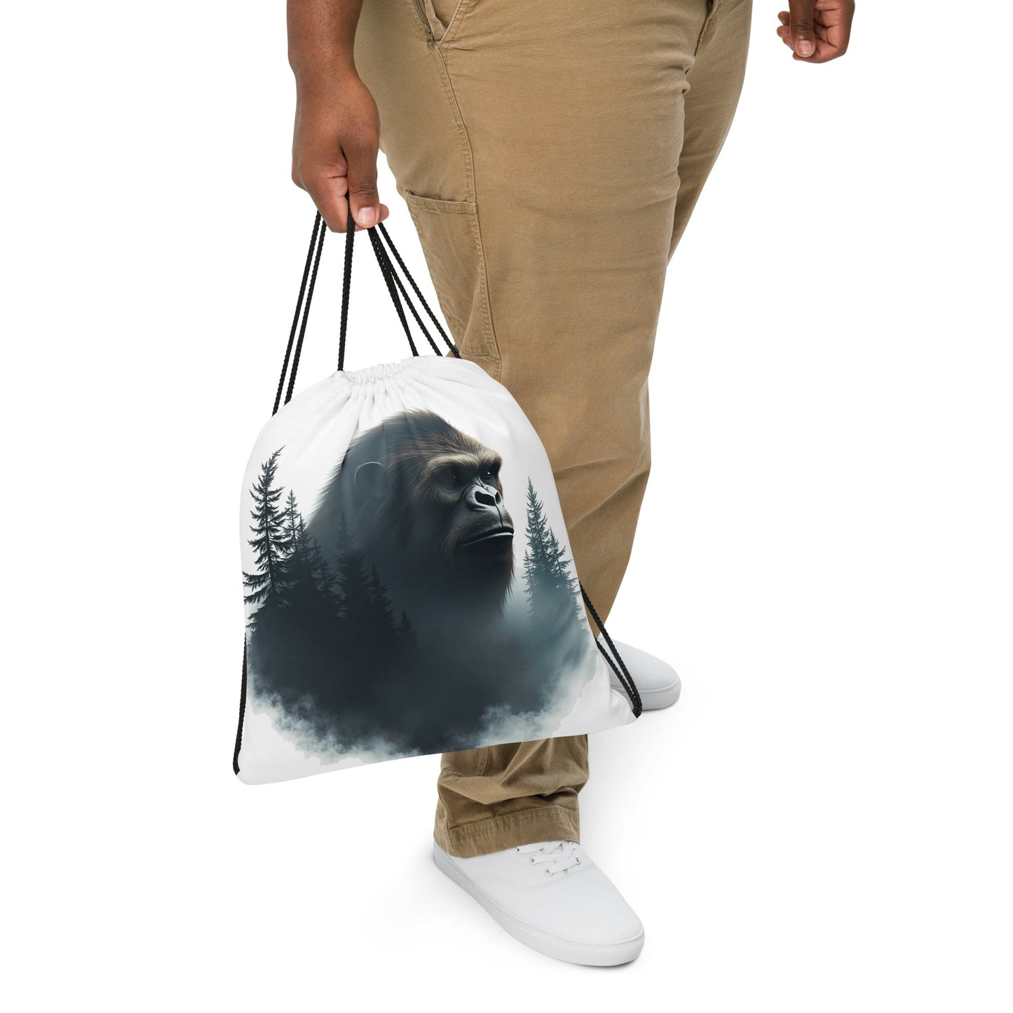 Bigfoot Watching Drawstring Bag - Drawstring Bag - Discovery Co.