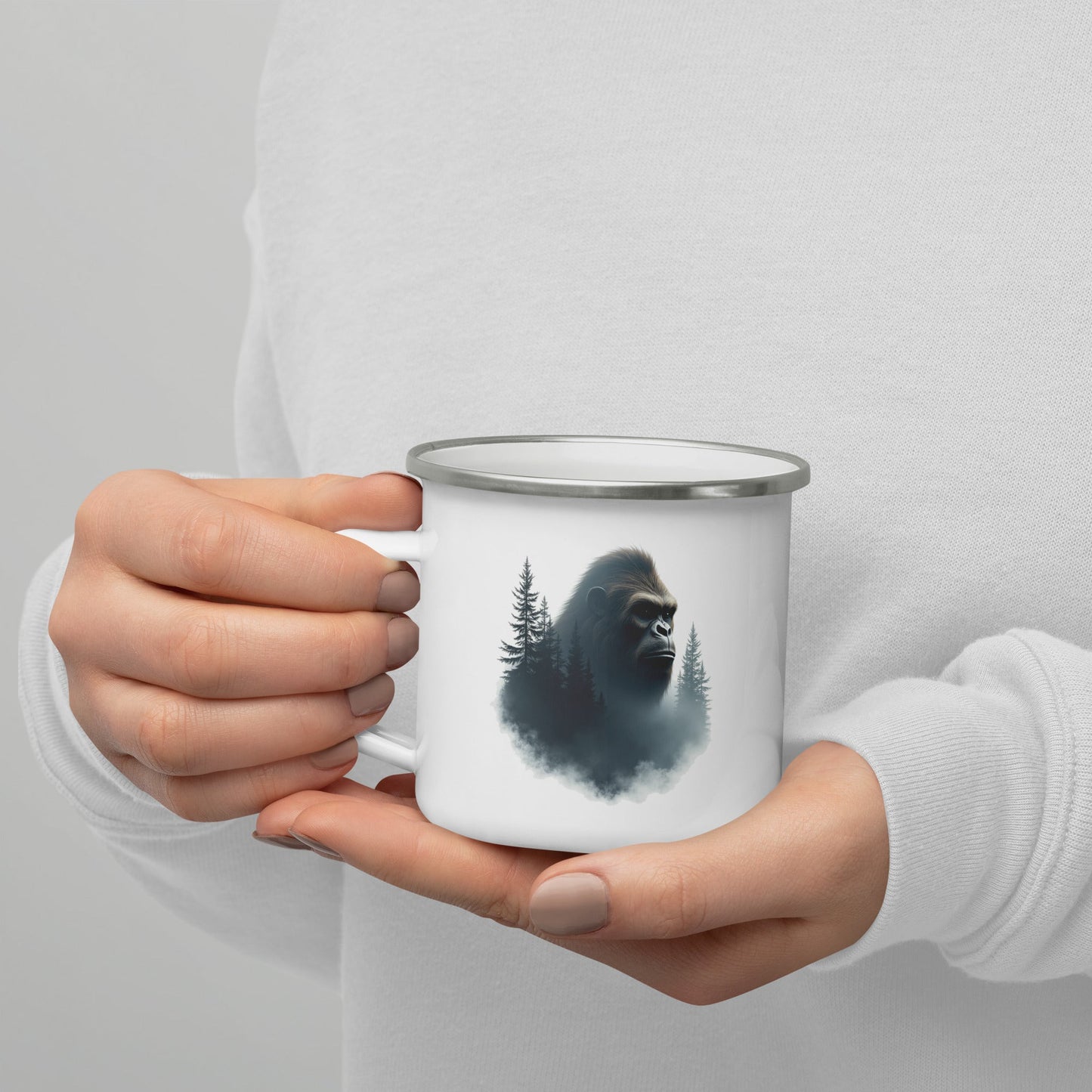 Bigfoot Watching Enamel Mug - Mugs - Discovery Co.