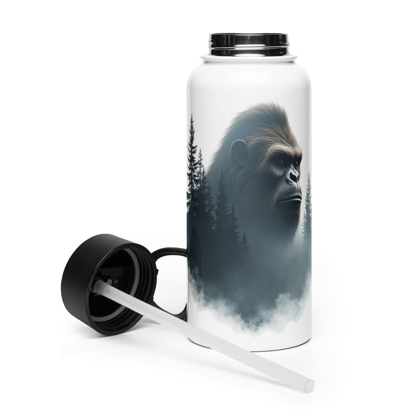 Bigfoot Watching Stainless Steel Water Bottle With Straw Lid - Stainless Steel Water Bottle With Straw Lid - Discovery Co.