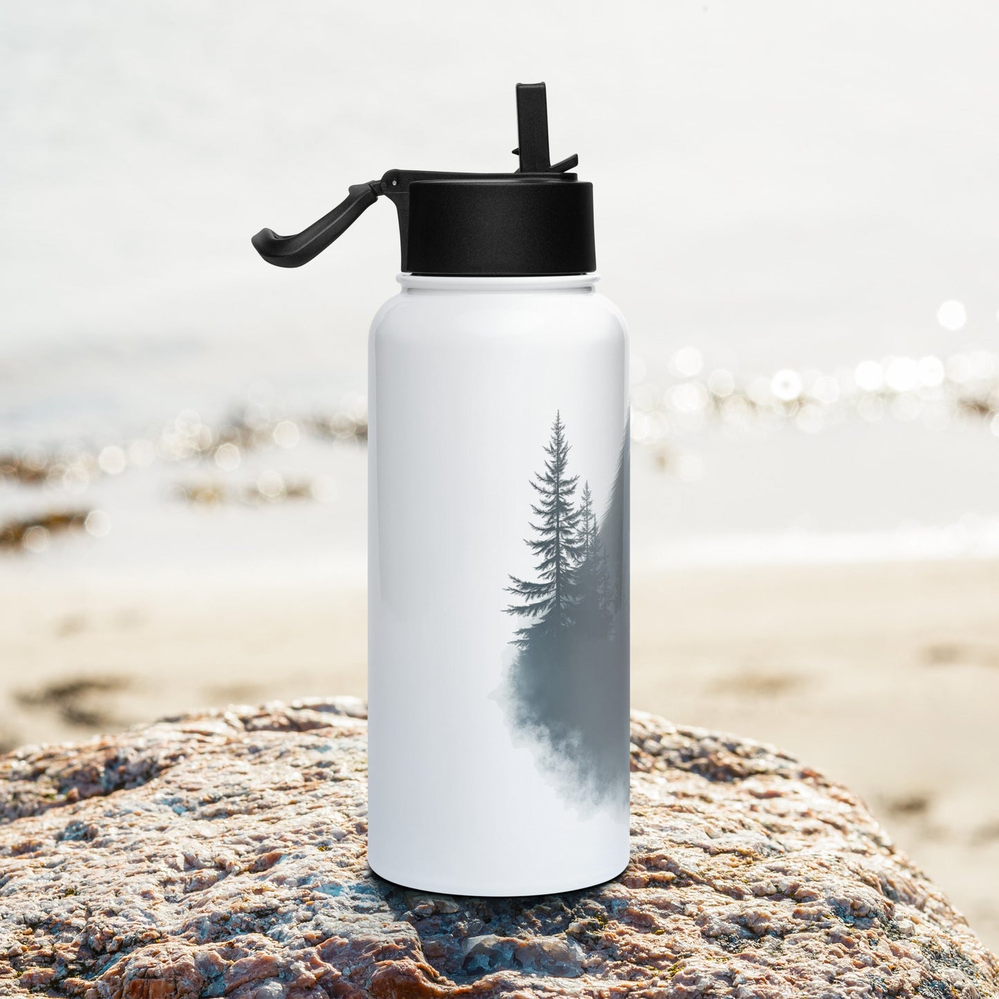 Bigfoot Watching Stainless Steel Water Bottle With Straw Lid - Stainless Steel Water Bottle With Straw Lid - Discovery Co.