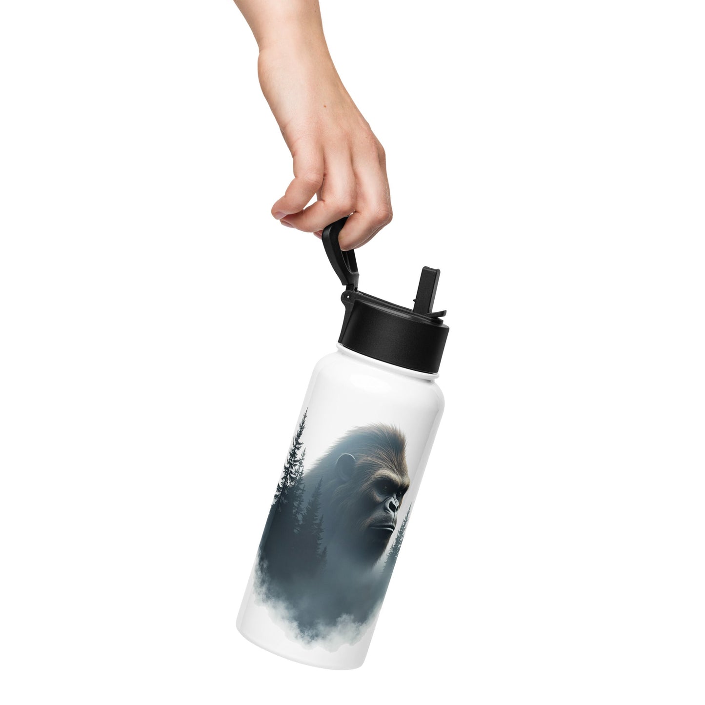 Bigfoot Watching Stainless Steel Water Bottle With Straw Lid - Stainless Steel Water Bottle With Straw Lid - Discovery Co.
