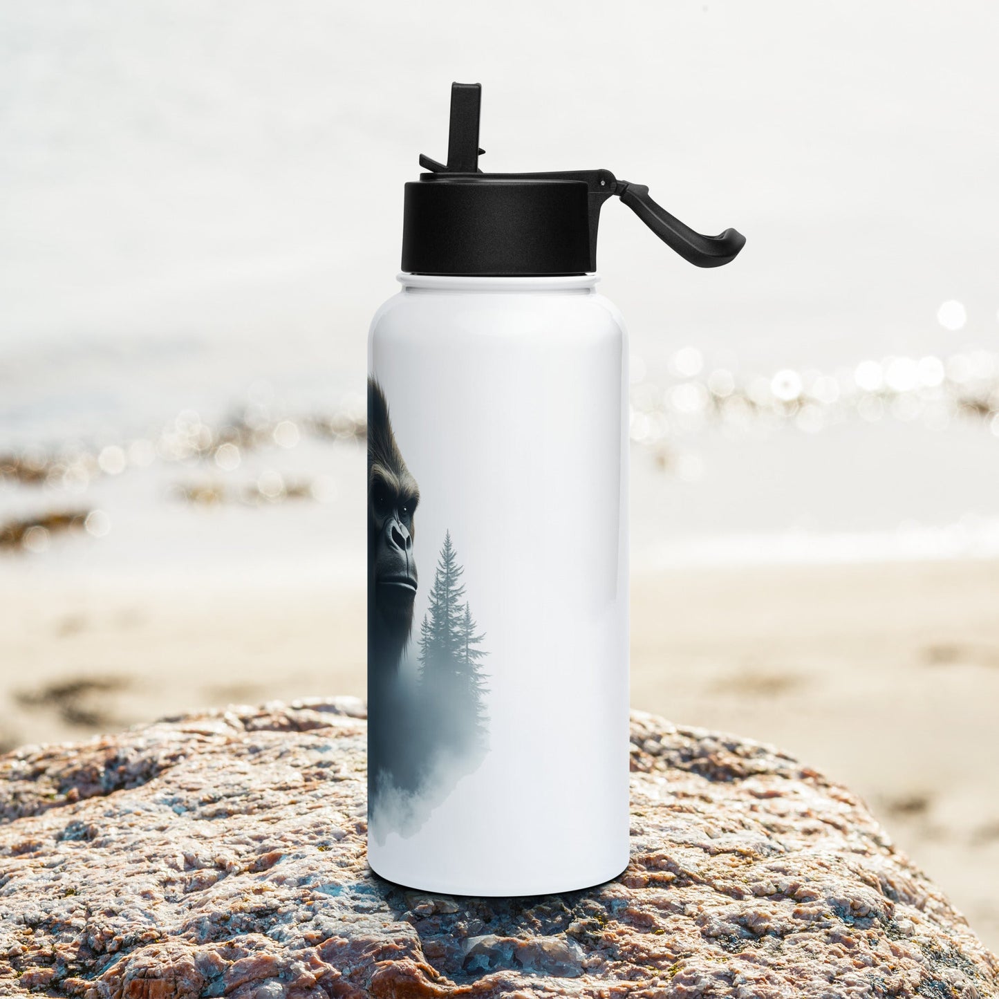 Bigfoot Watching Stainless Steel Water Bottle With Straw Lid - Stainless Steel Water Bottle With Straw Lid - Discovery Co.