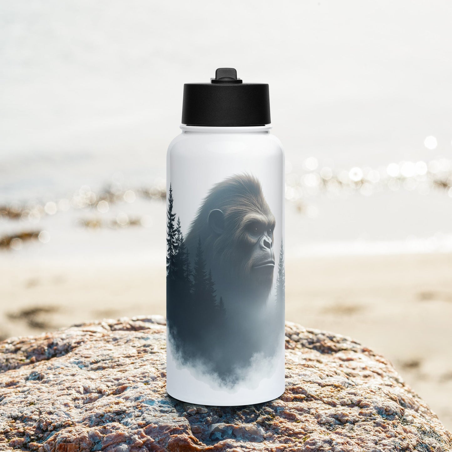 Bigfoot Watching Stainless Steel Water Bottle With Straw Lid - Stainless Steel Water Bottle With Straw Lid - Discovery Co.