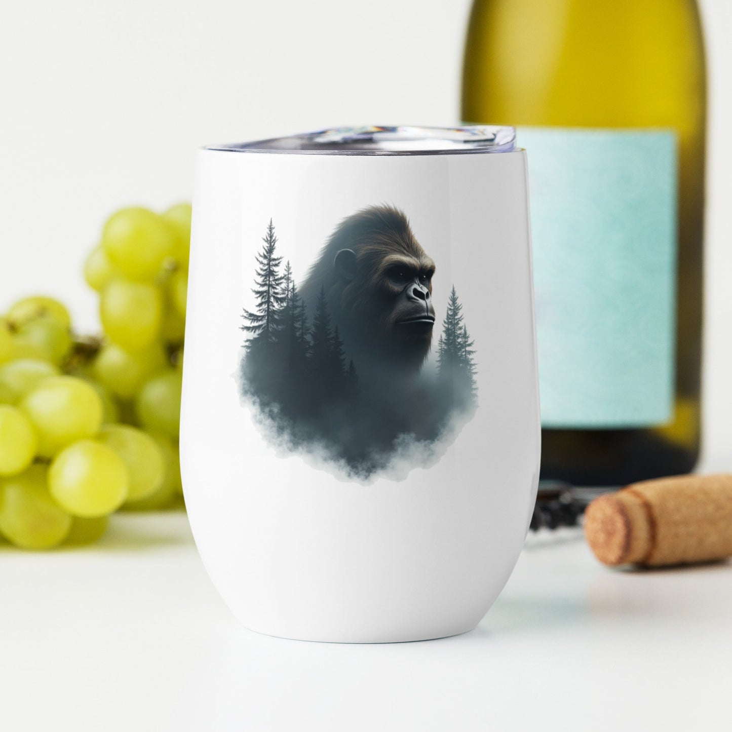 Bigfoot Watching Stainless Steel Wine Tumbler - Steel Tumbler - Discovery Co.